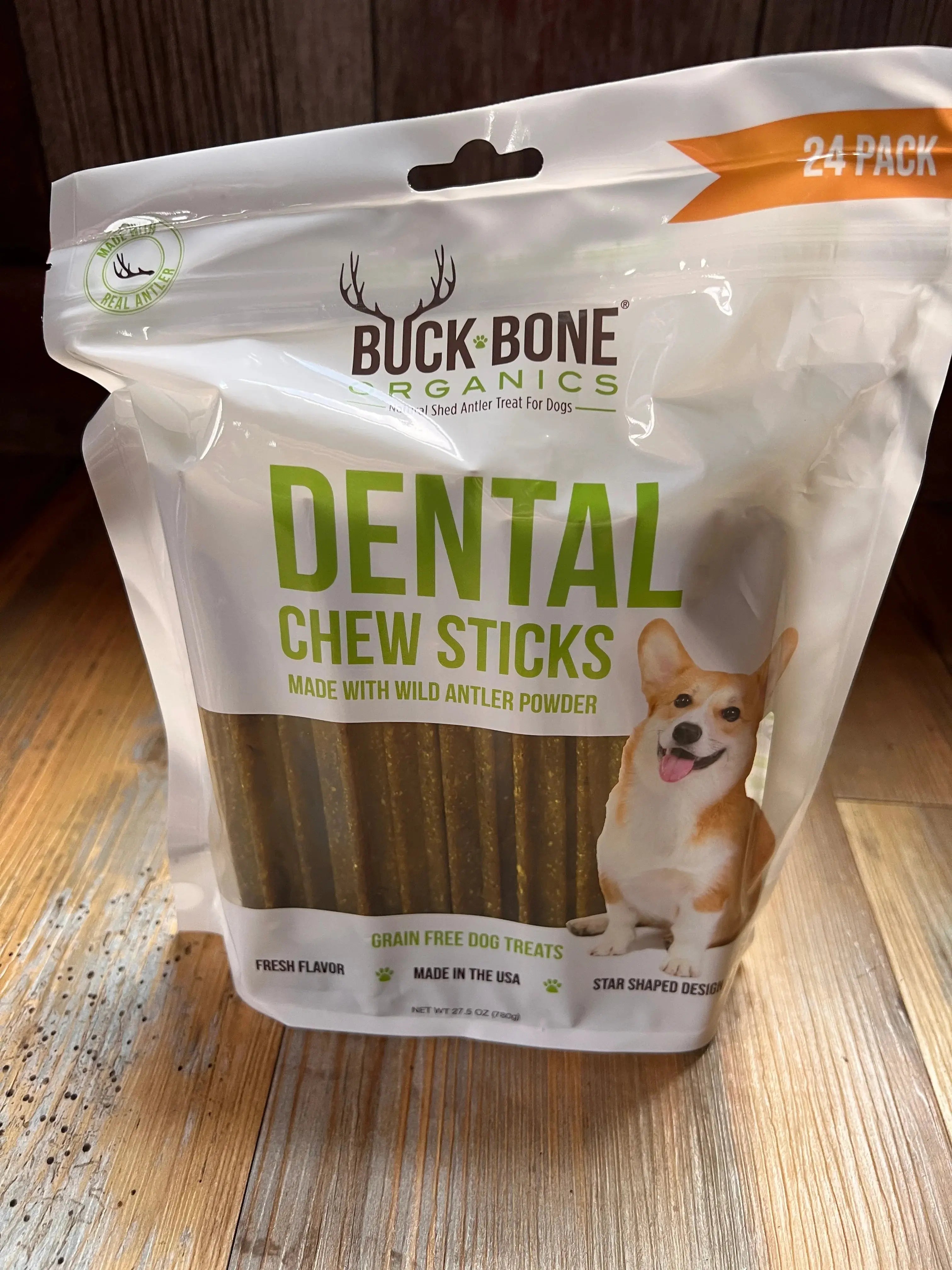 Grain Free Dental Chews 24 Pack, made with Antler Powder, Peppermint and Appl dog chew
