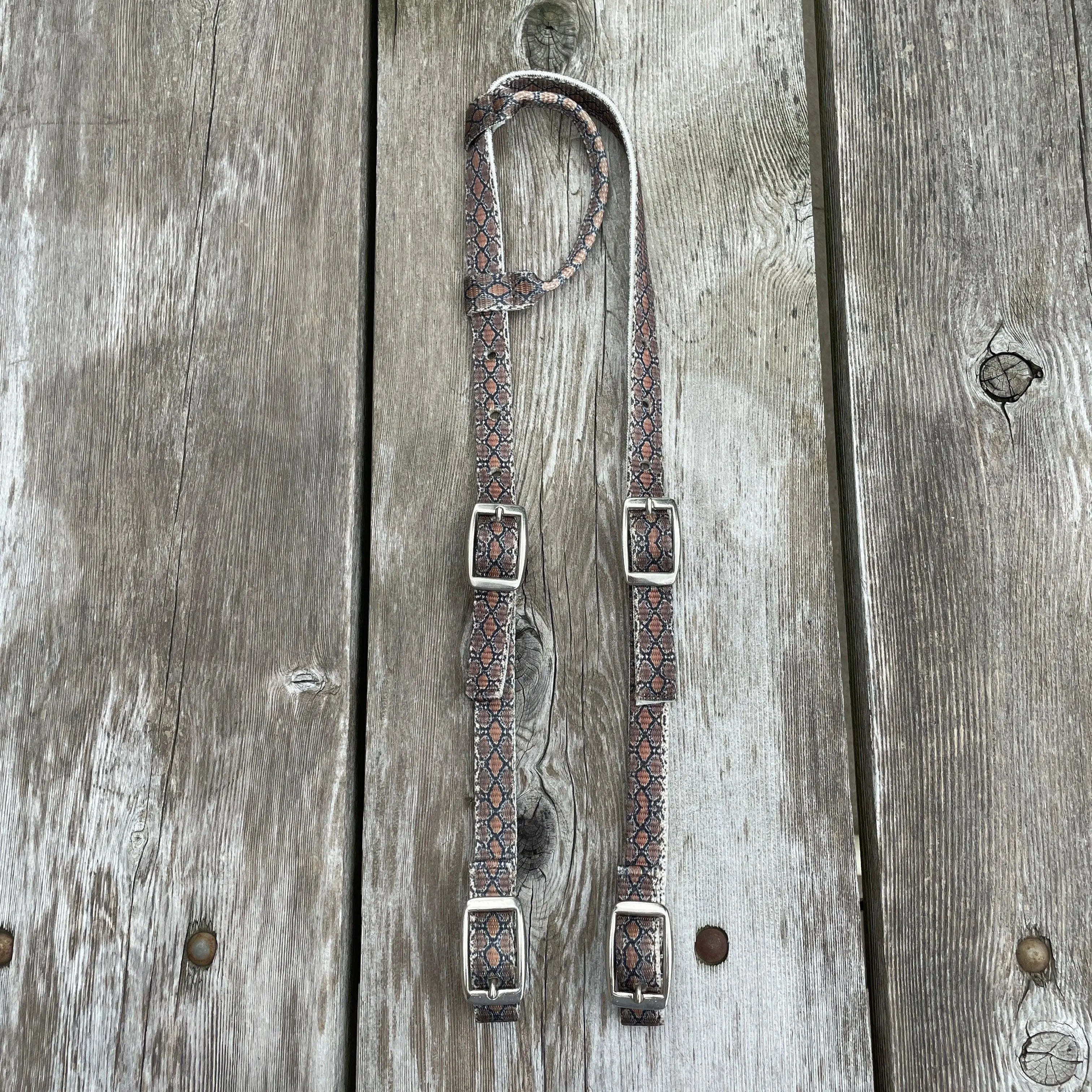 Snake Print Design Nylon One Ear Headstall Horse