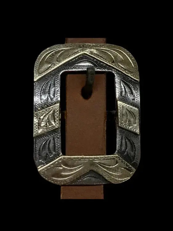 Argentina Cow Leather One Ear Headstall with Silver Engraved Overlayed Buckle Horse