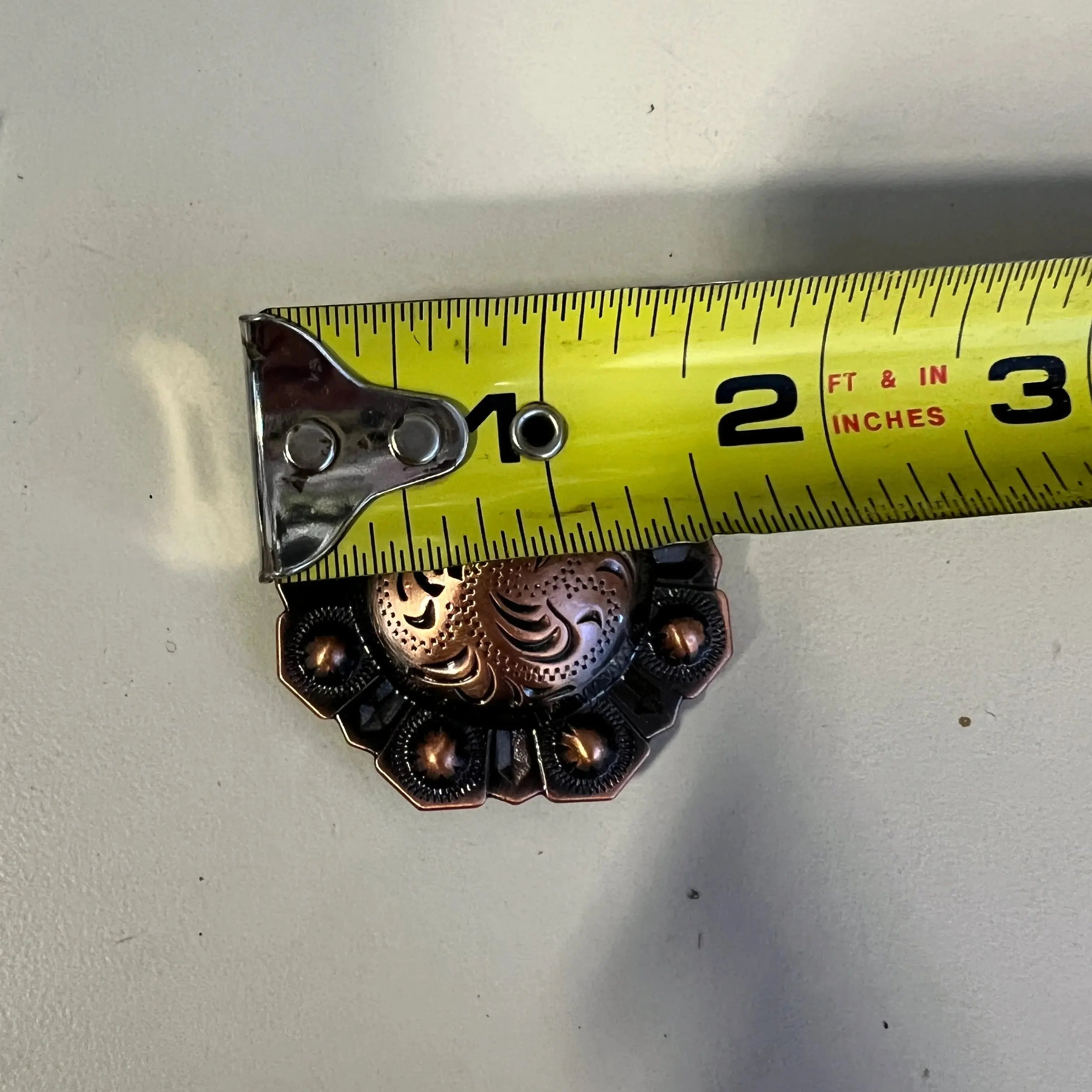 Copper octagon engraved concho with Screw- size
