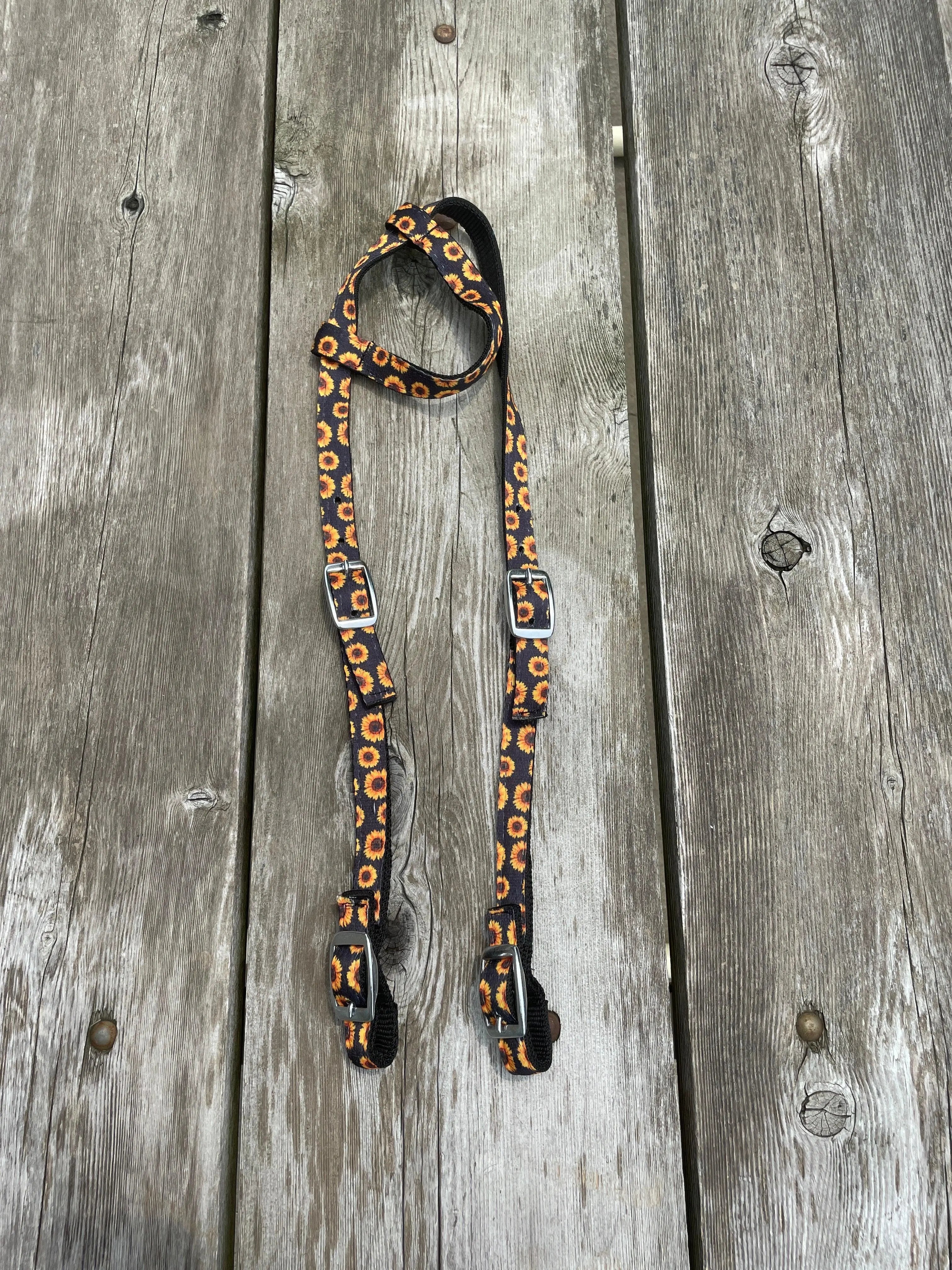Nylon One Ear Headstall With Sunflower Design Horse