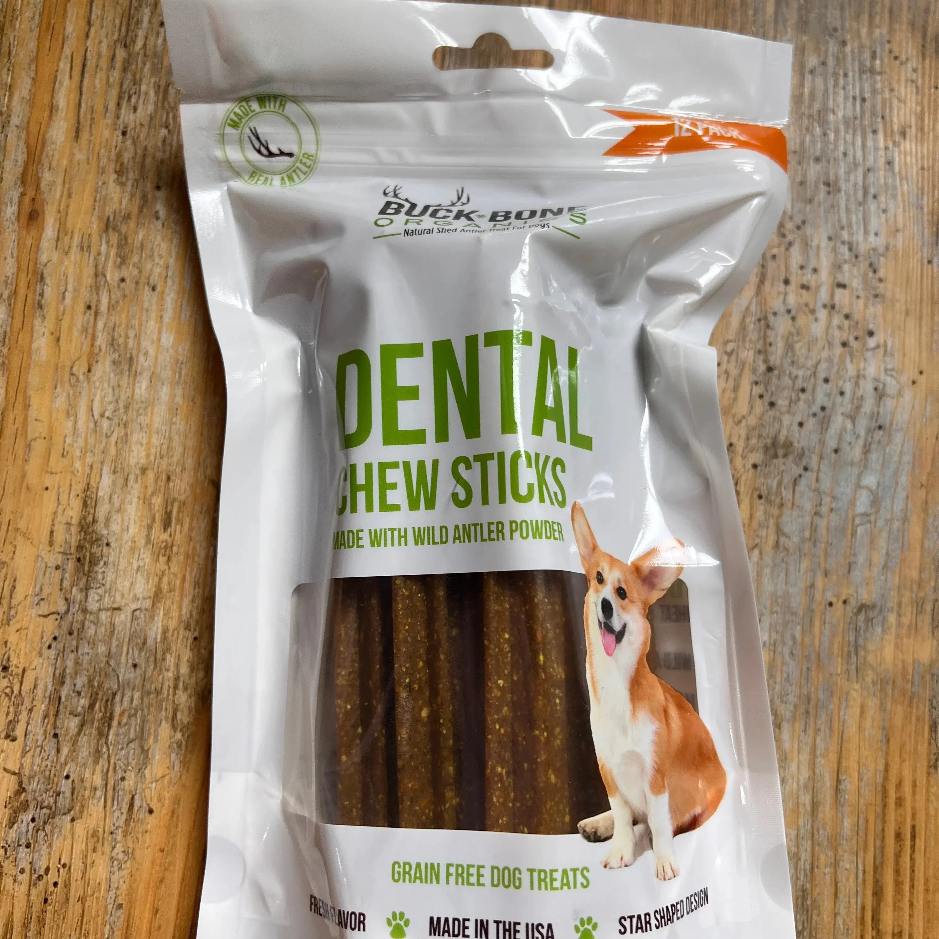 Grain Free Dental Chews 12 Pack, made with Antler Powder, Peppermint and Apple dog chew