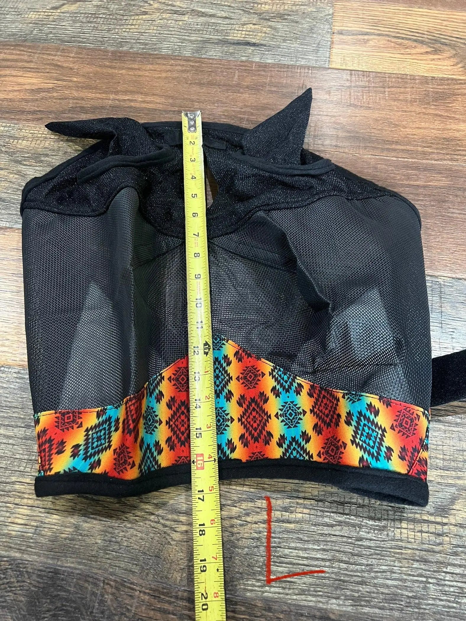 Yellow/Orange Aztec print accent horse size fly mask with ears