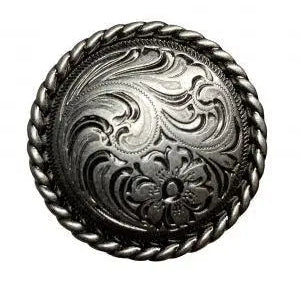 Silver engraved concho with Screw