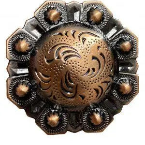 Copper octagon engraved concho with Screw