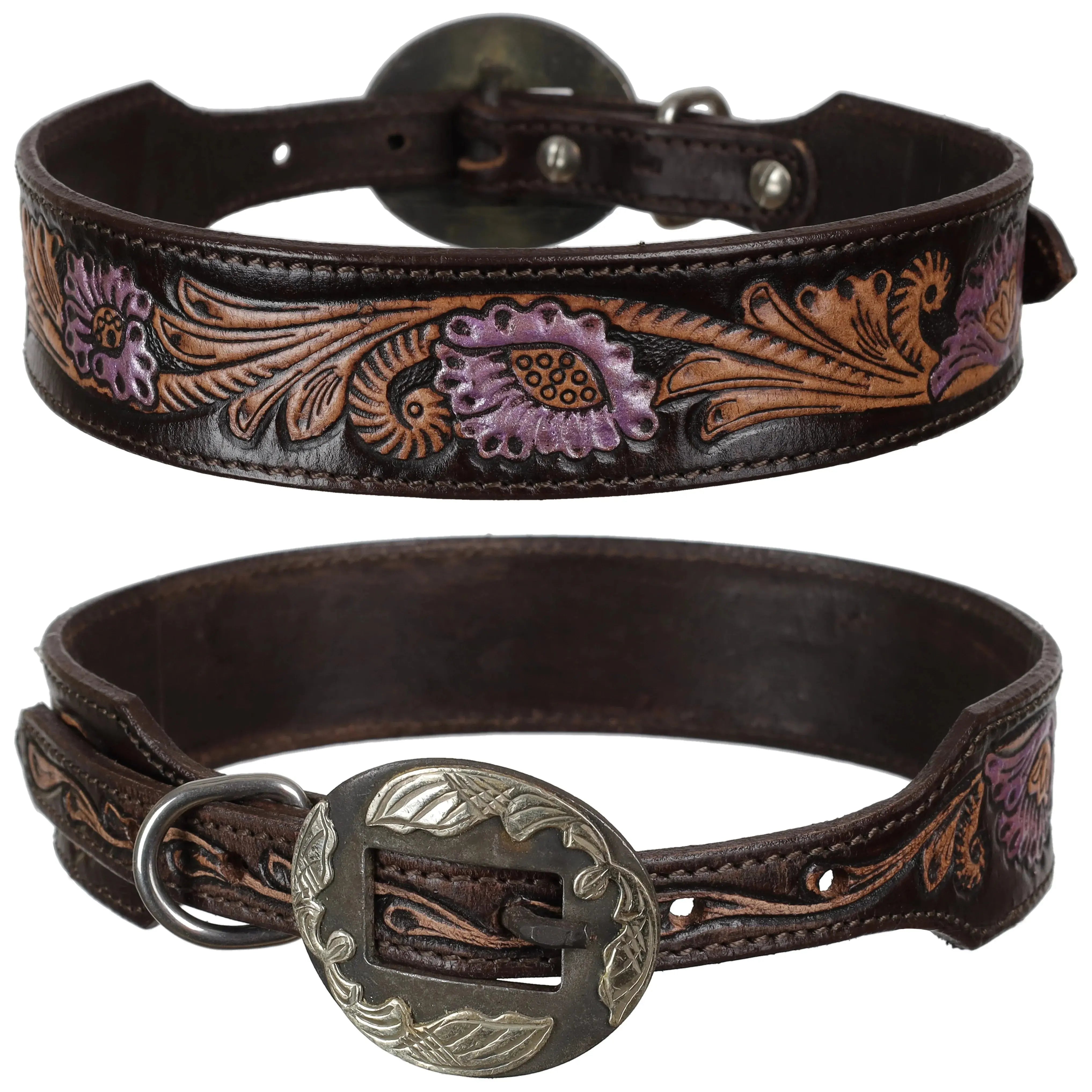 Wild Rose Leather Dog Collar Dog