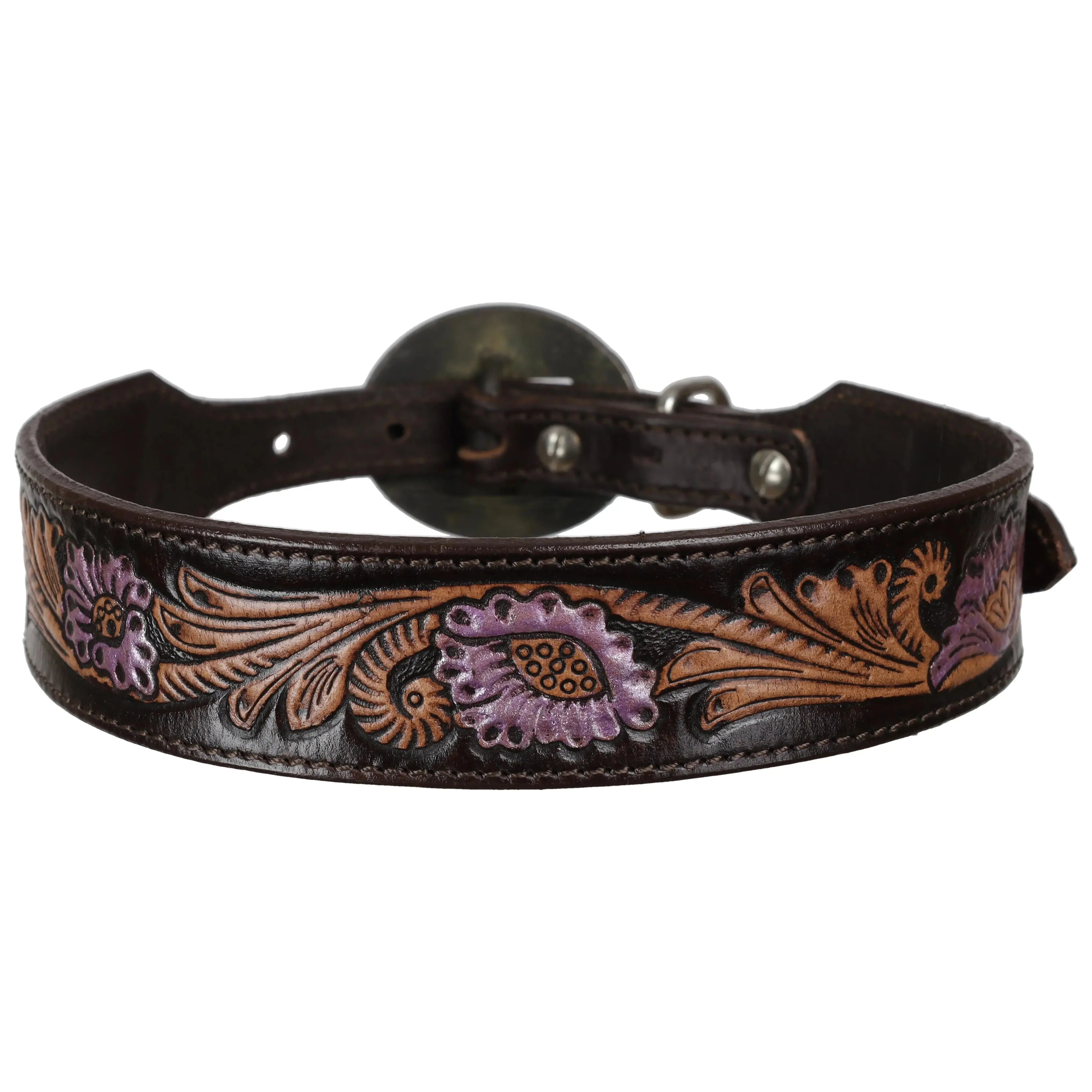 Wild Rose Leather Dog Collar Dog