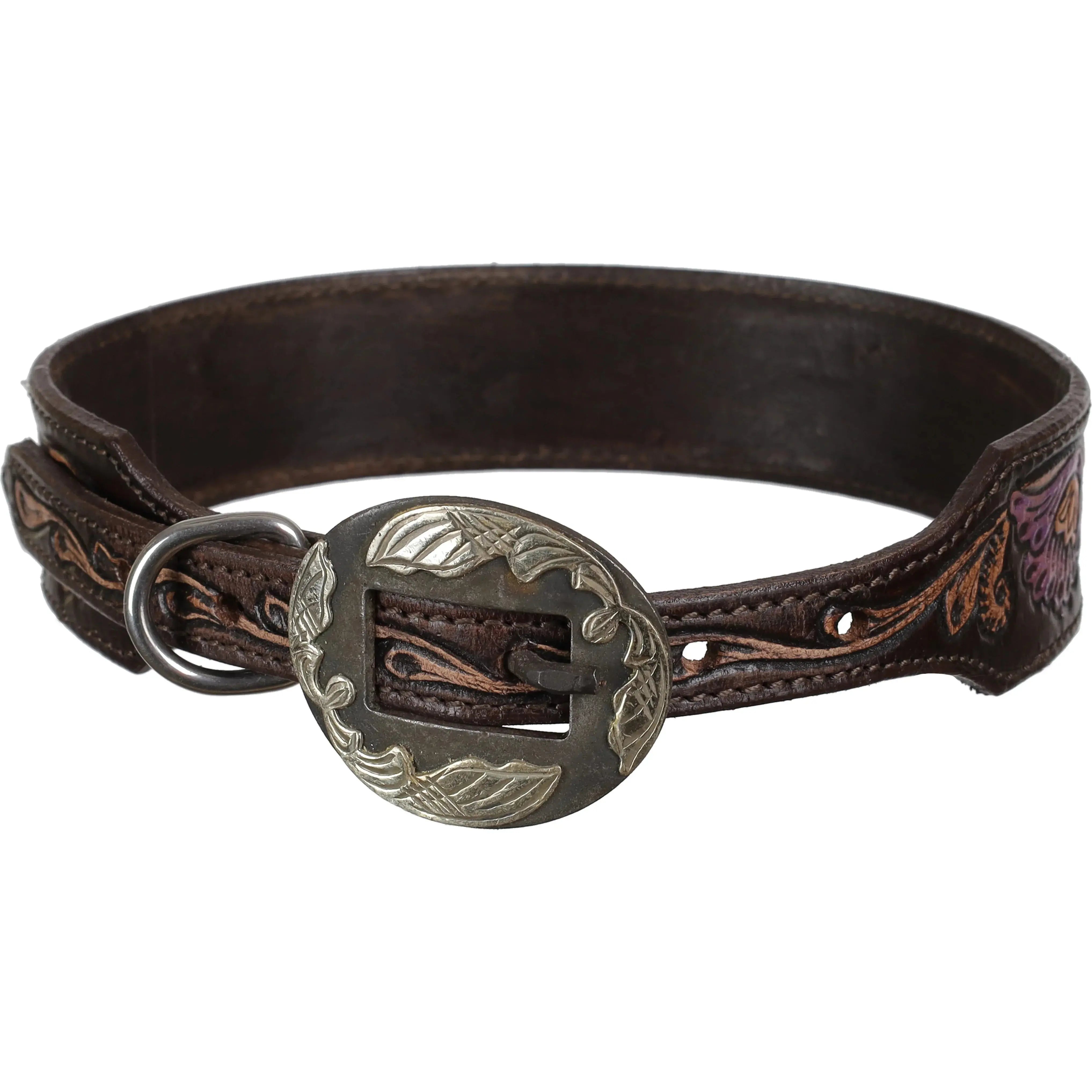 Wild Rose Leather Dog Collar Dog