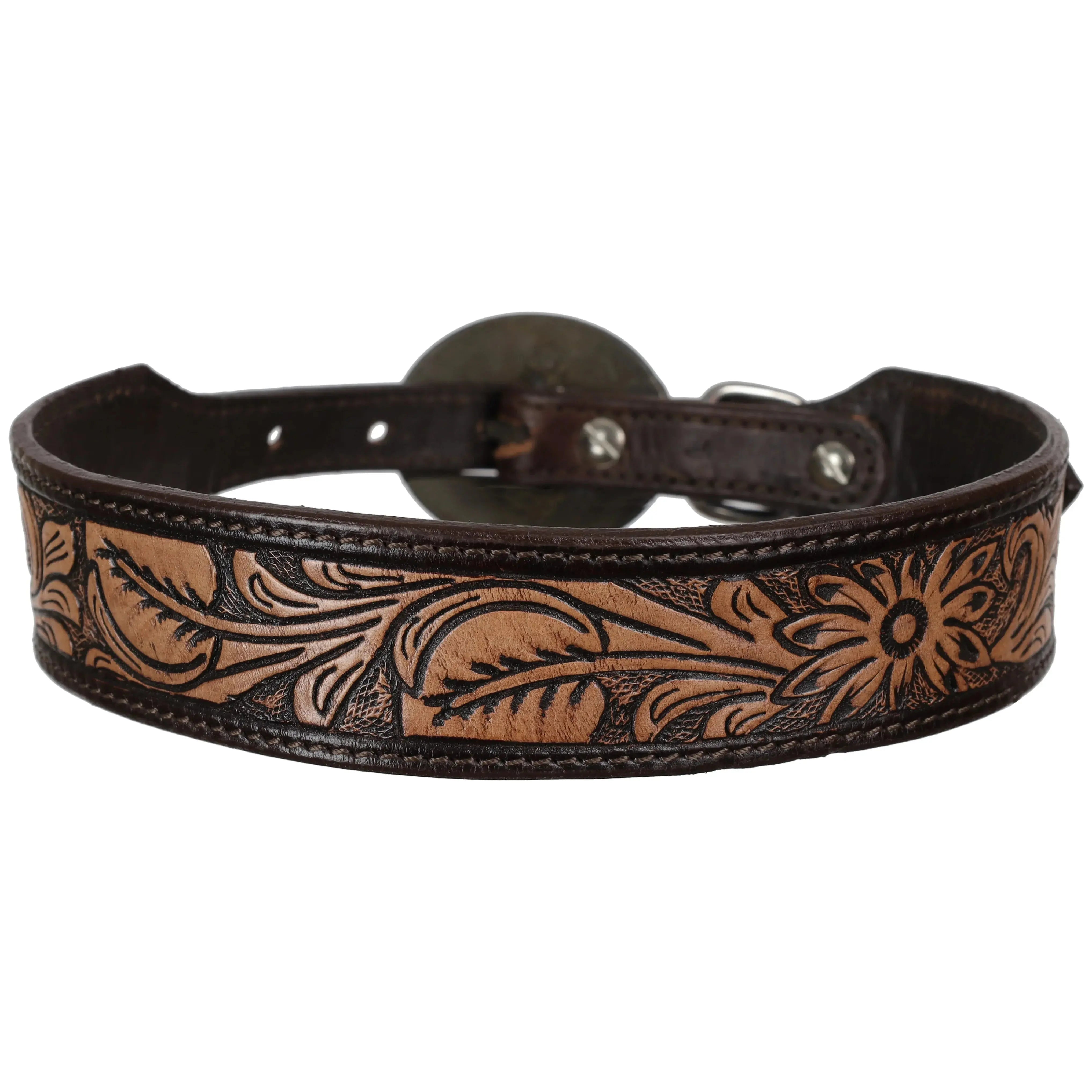 Timber Blossom Leather Dog Collar Dog