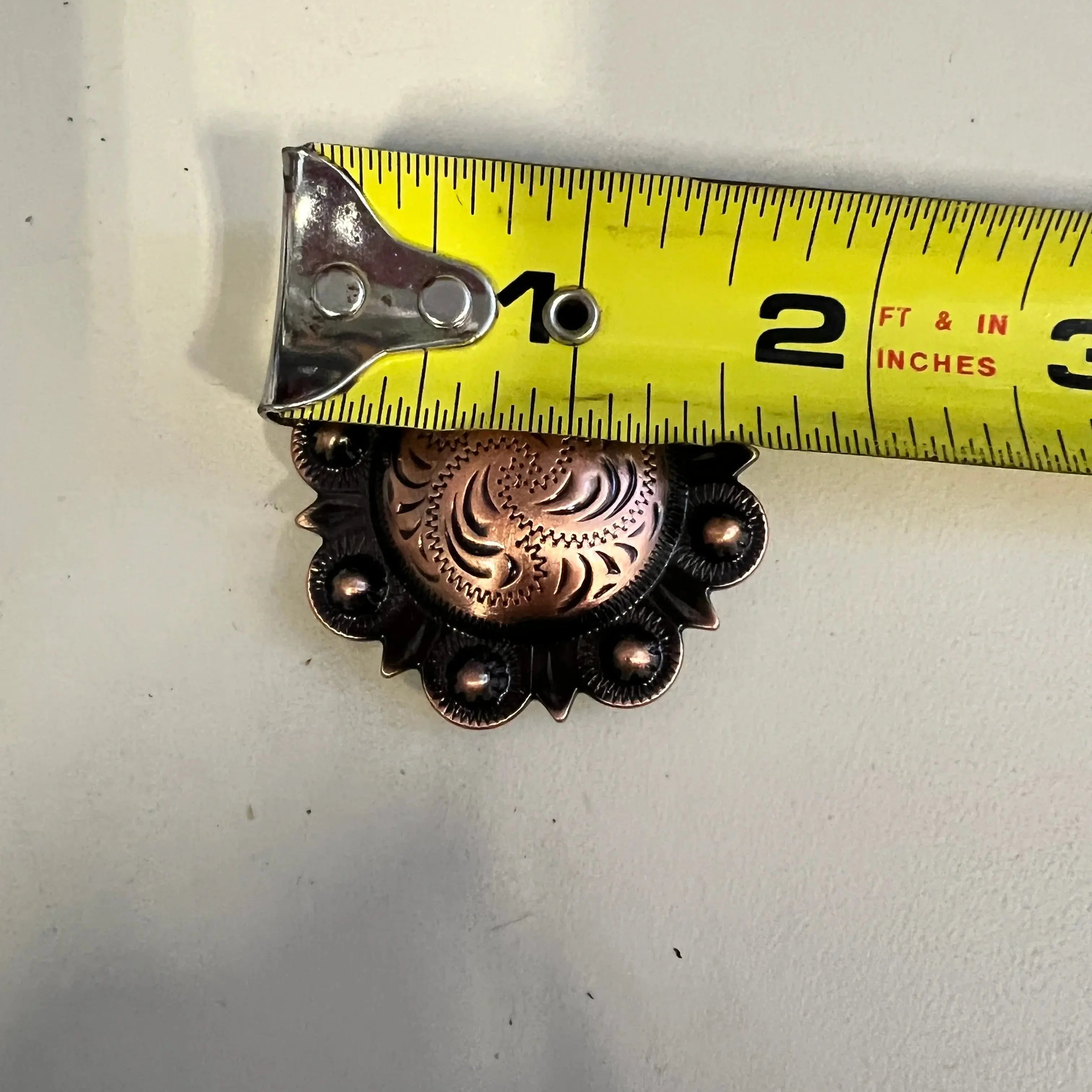 Copper engraved concho with Screw