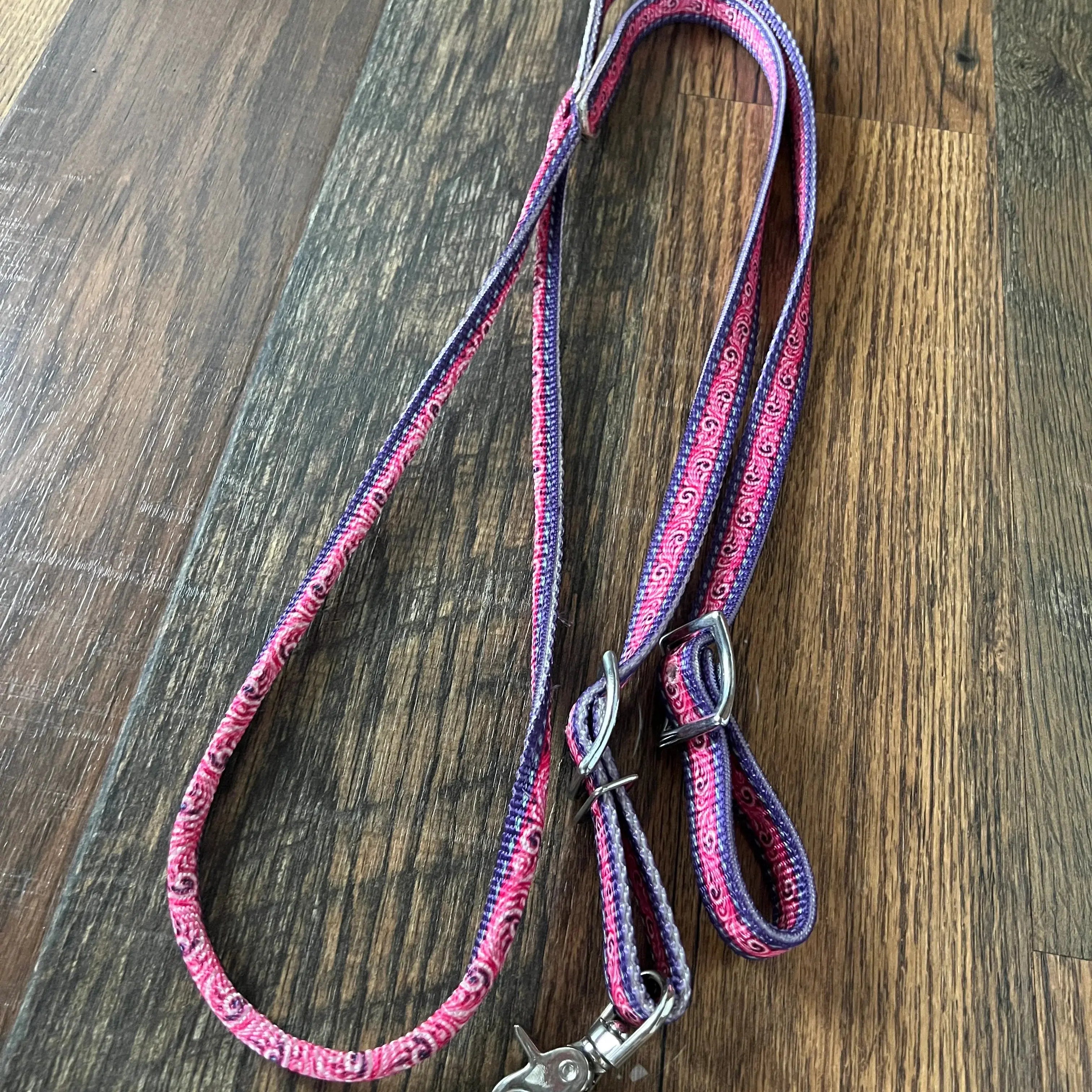 Pink & Purple Filigree Rolled Nylon Contest Reins Reins