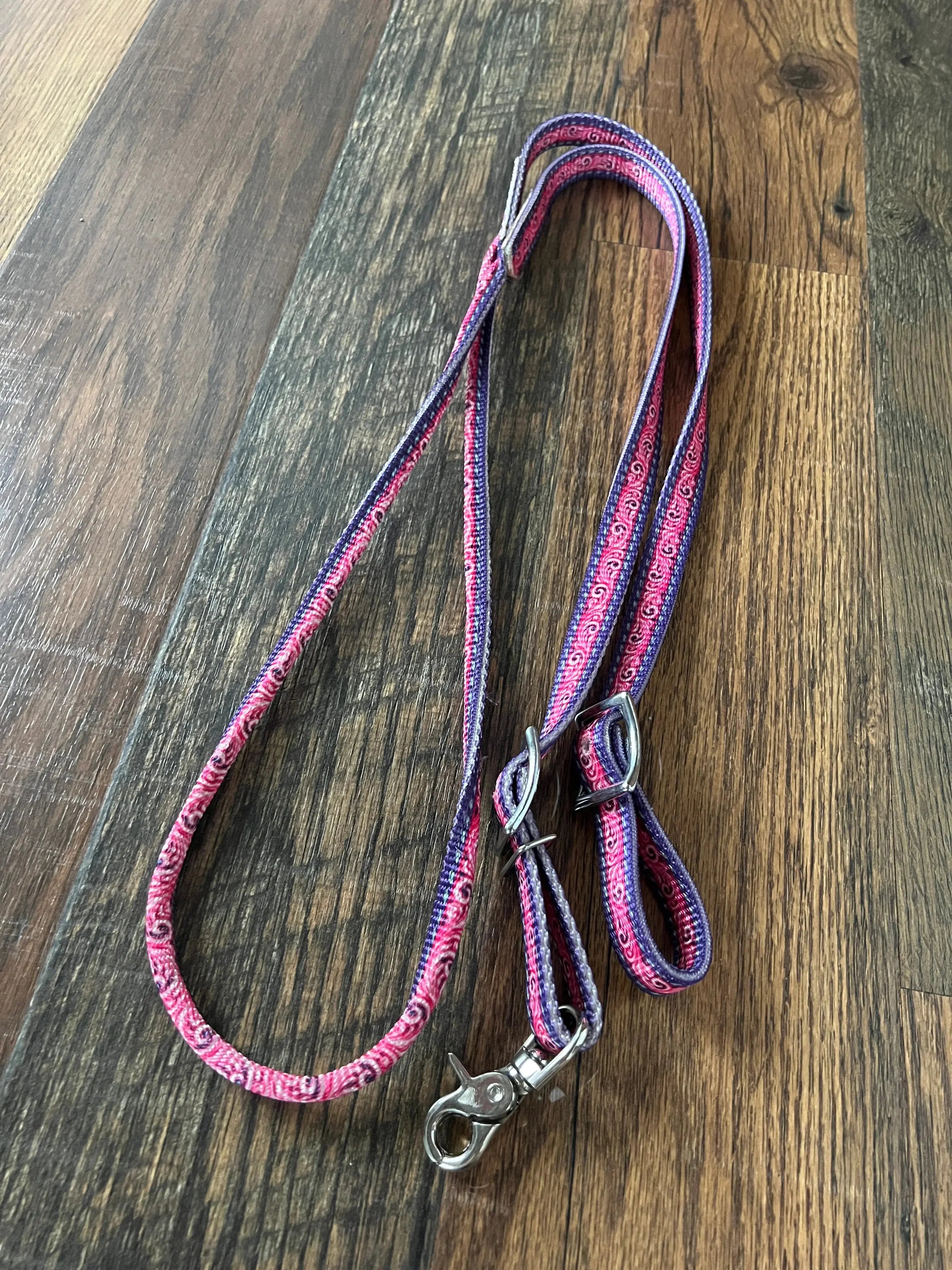 Pink & Purple Filigree Rolled Nylon Contest Reins Reins