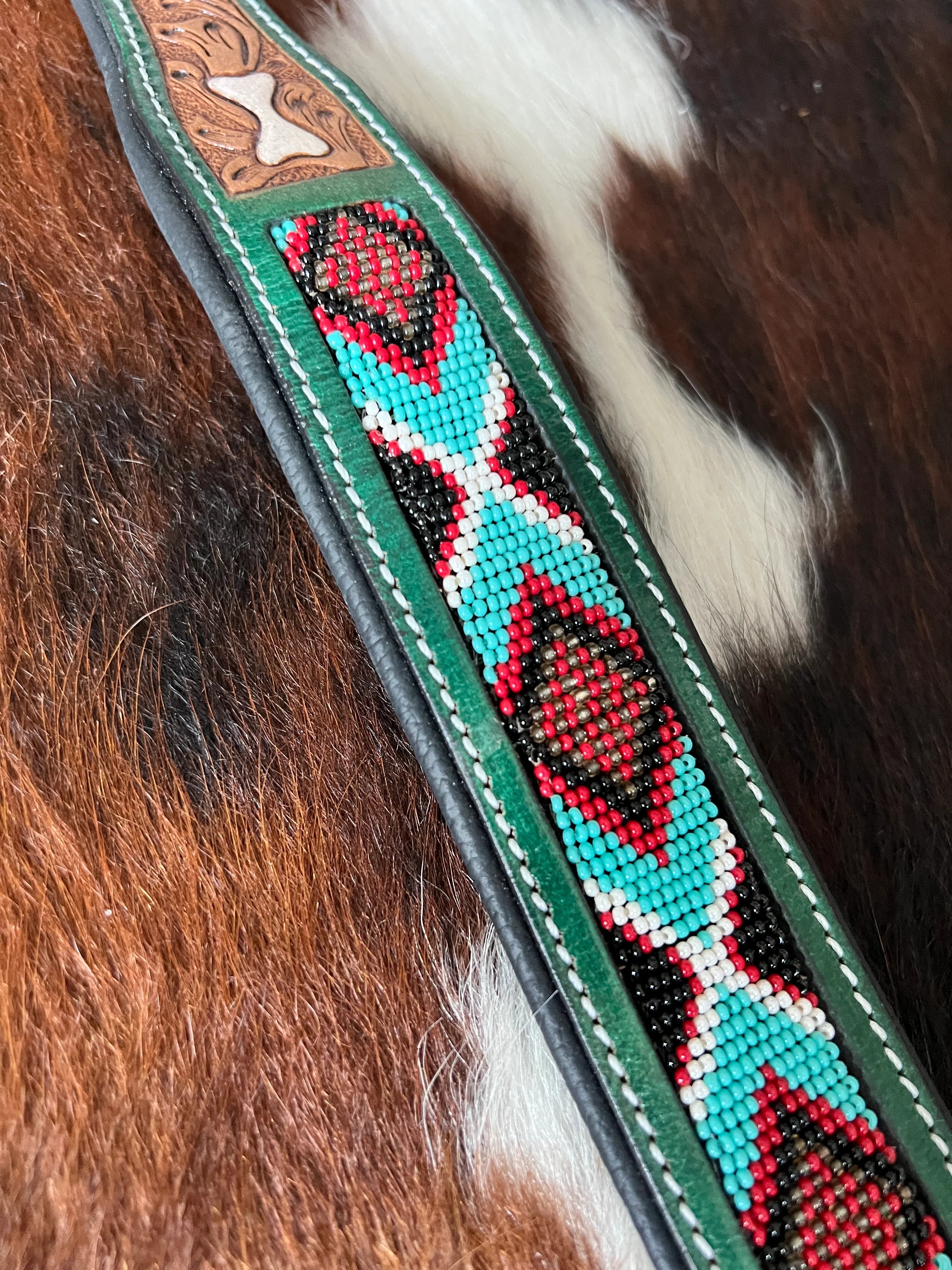 Santa Fe Bone Beaded Collar In Brown Dog