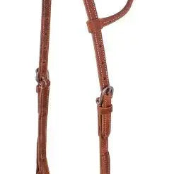 Harness Leather one ear headstall with quick change bit loops Horse