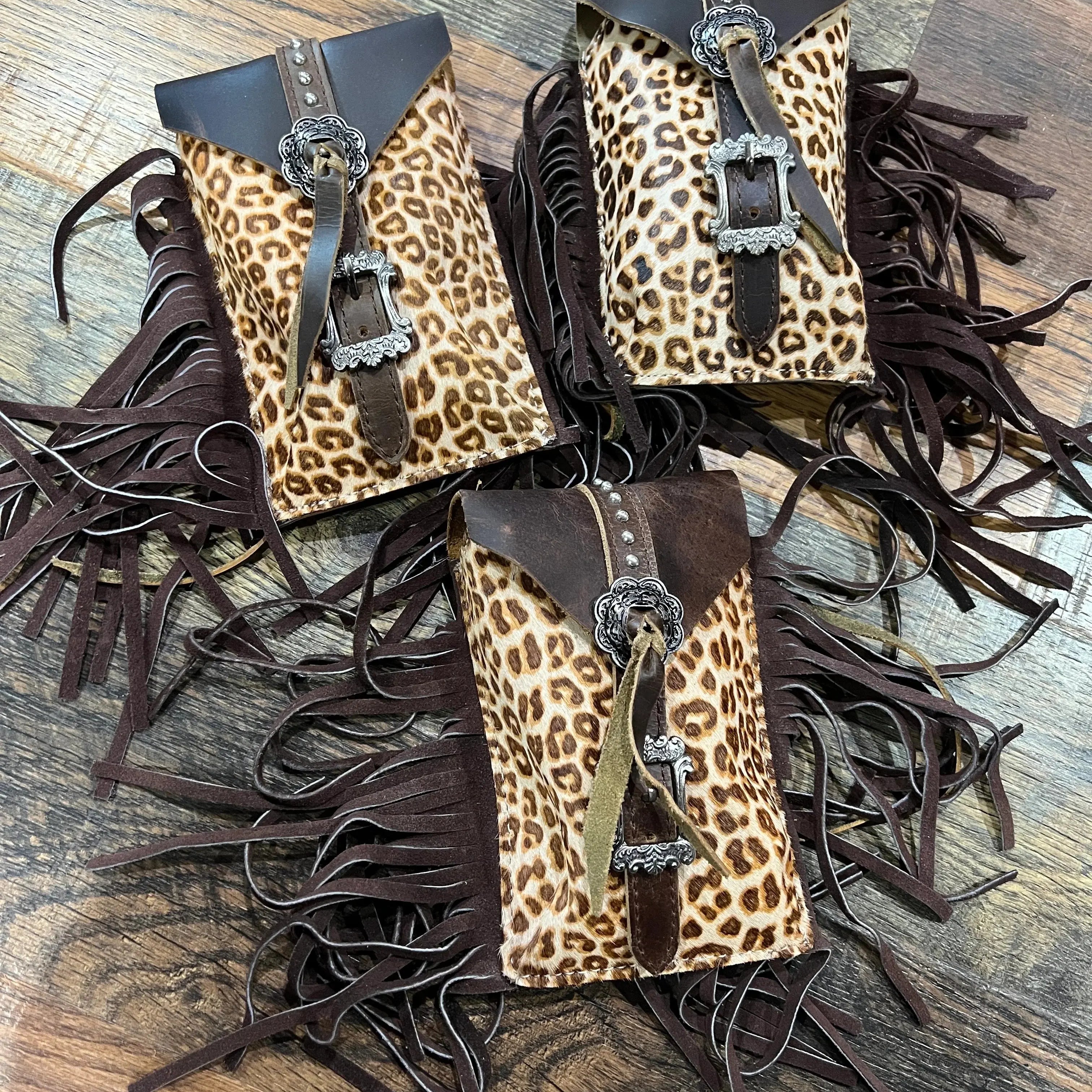 Leopard Cowhide Rear Cinch Saddle Bag
