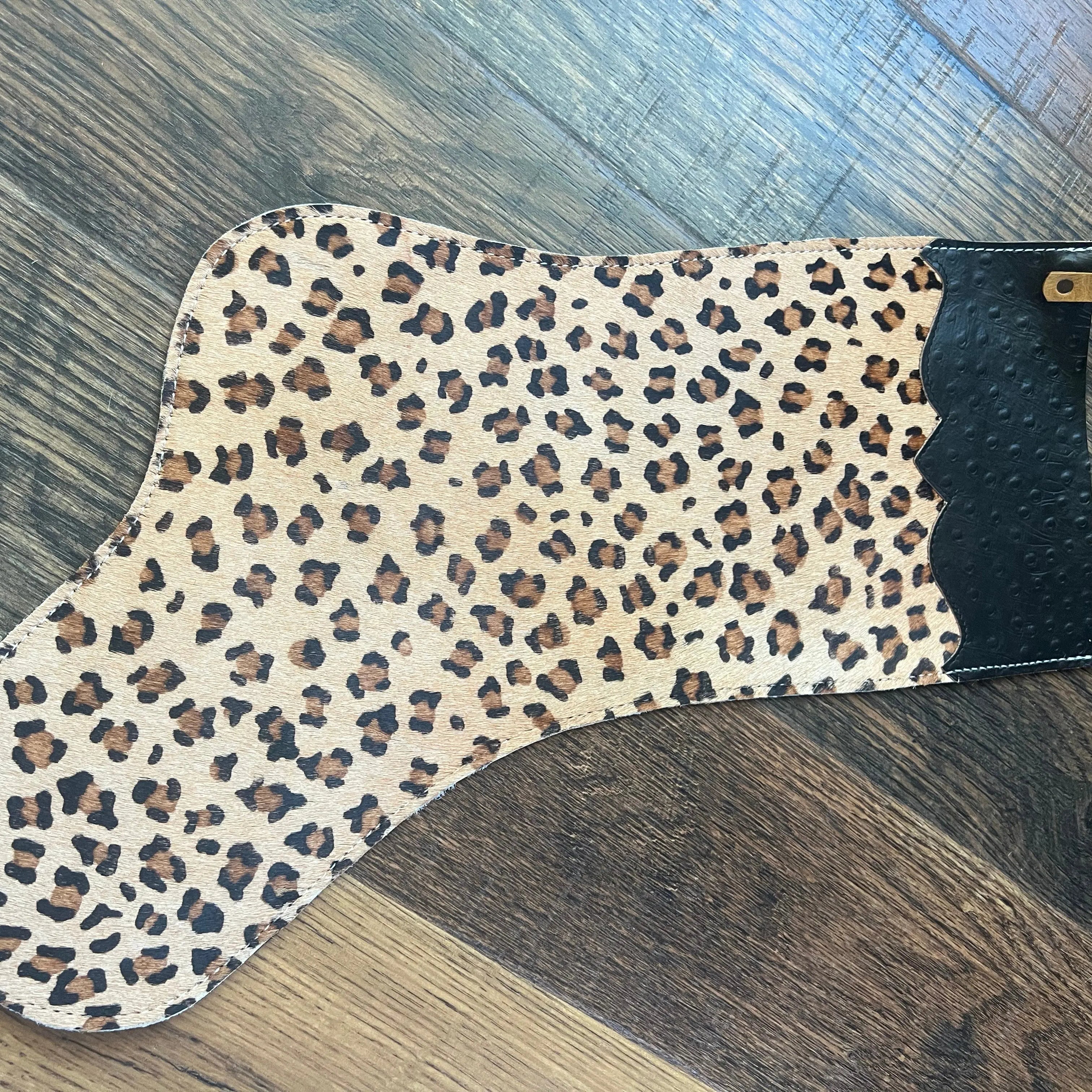 Cheetah Cowhide Christmas Stocking - Ostrich Cuff