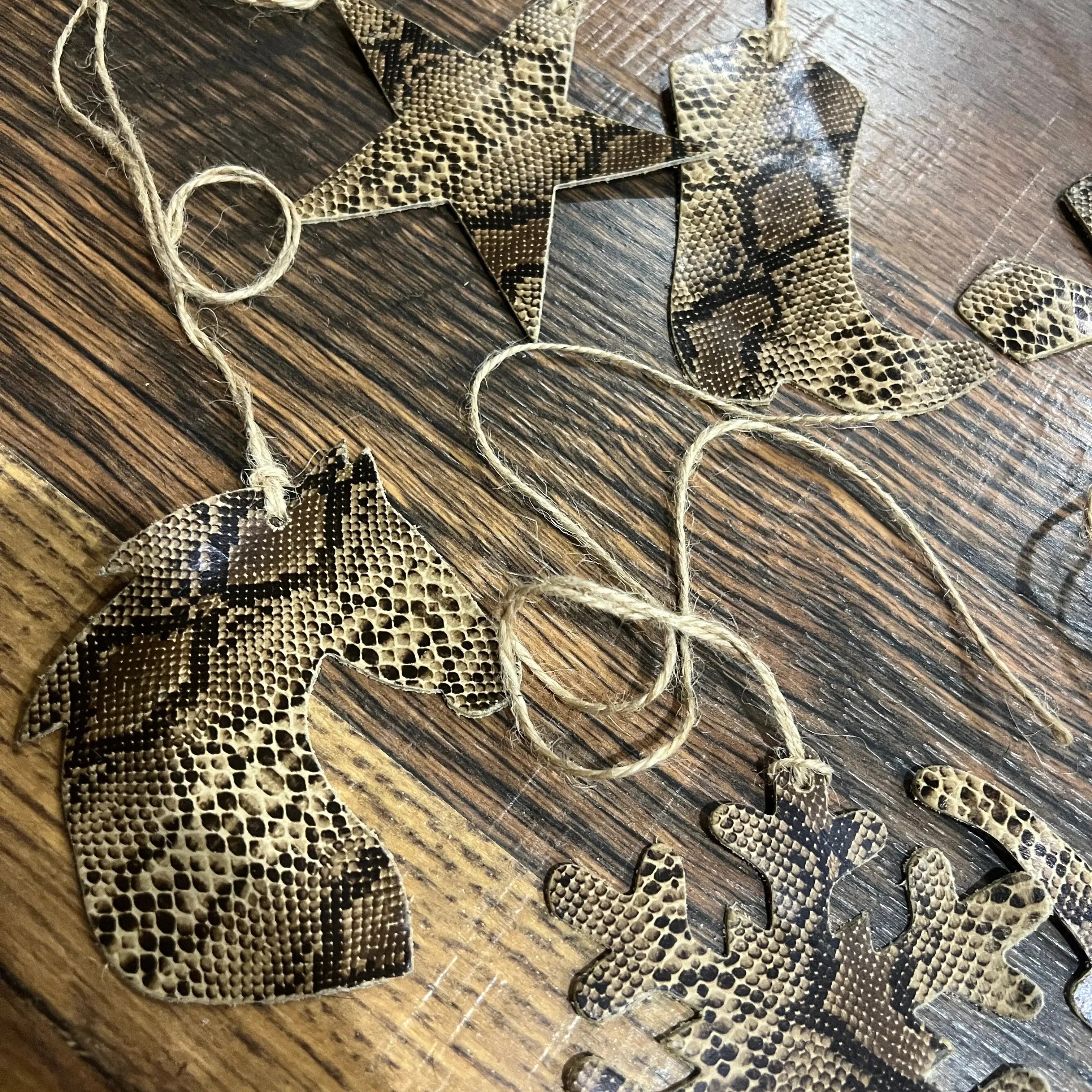 Python Leather Christmas Ornament -Sold Individually