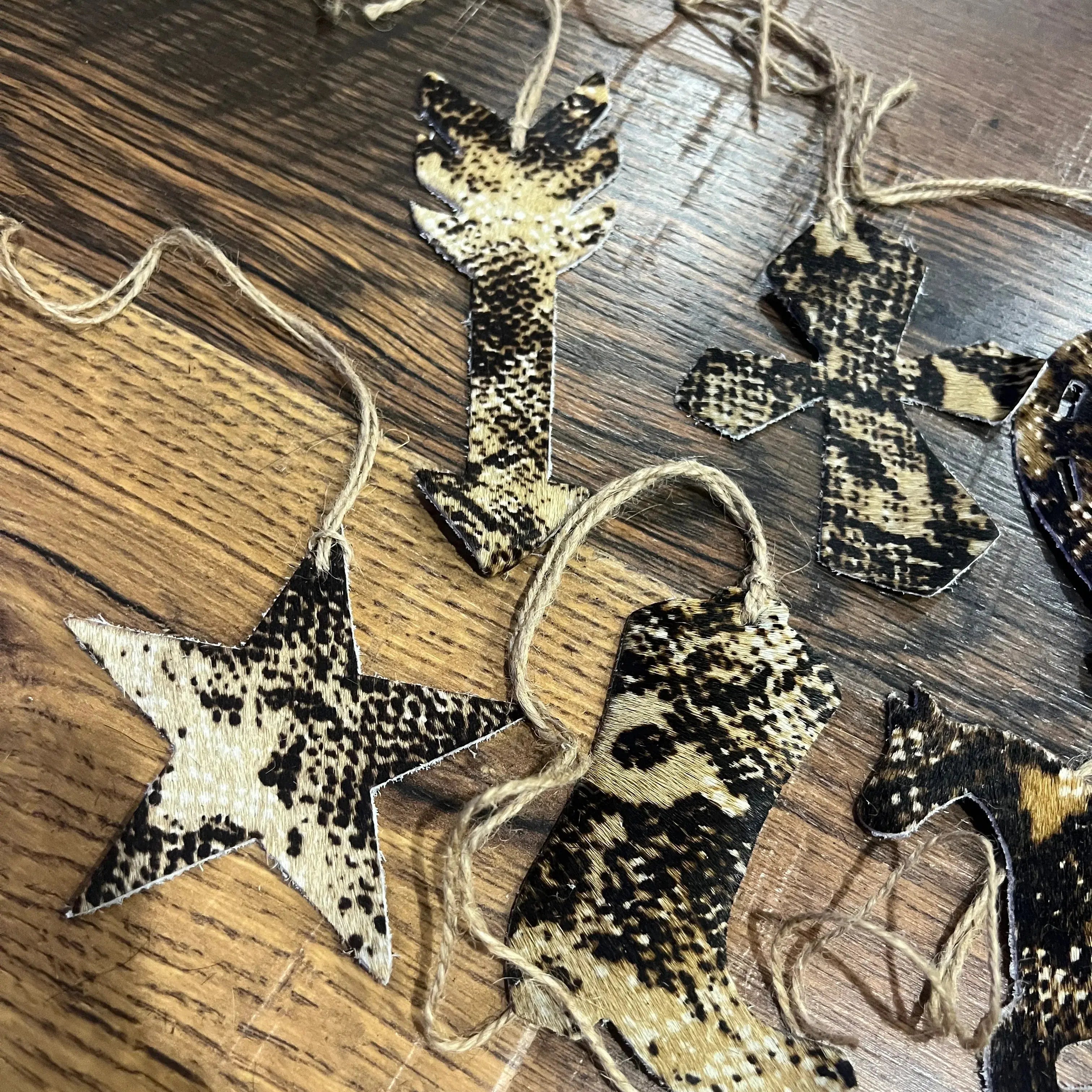 Snake Skin Cowhide Leather Christmas Ornaments