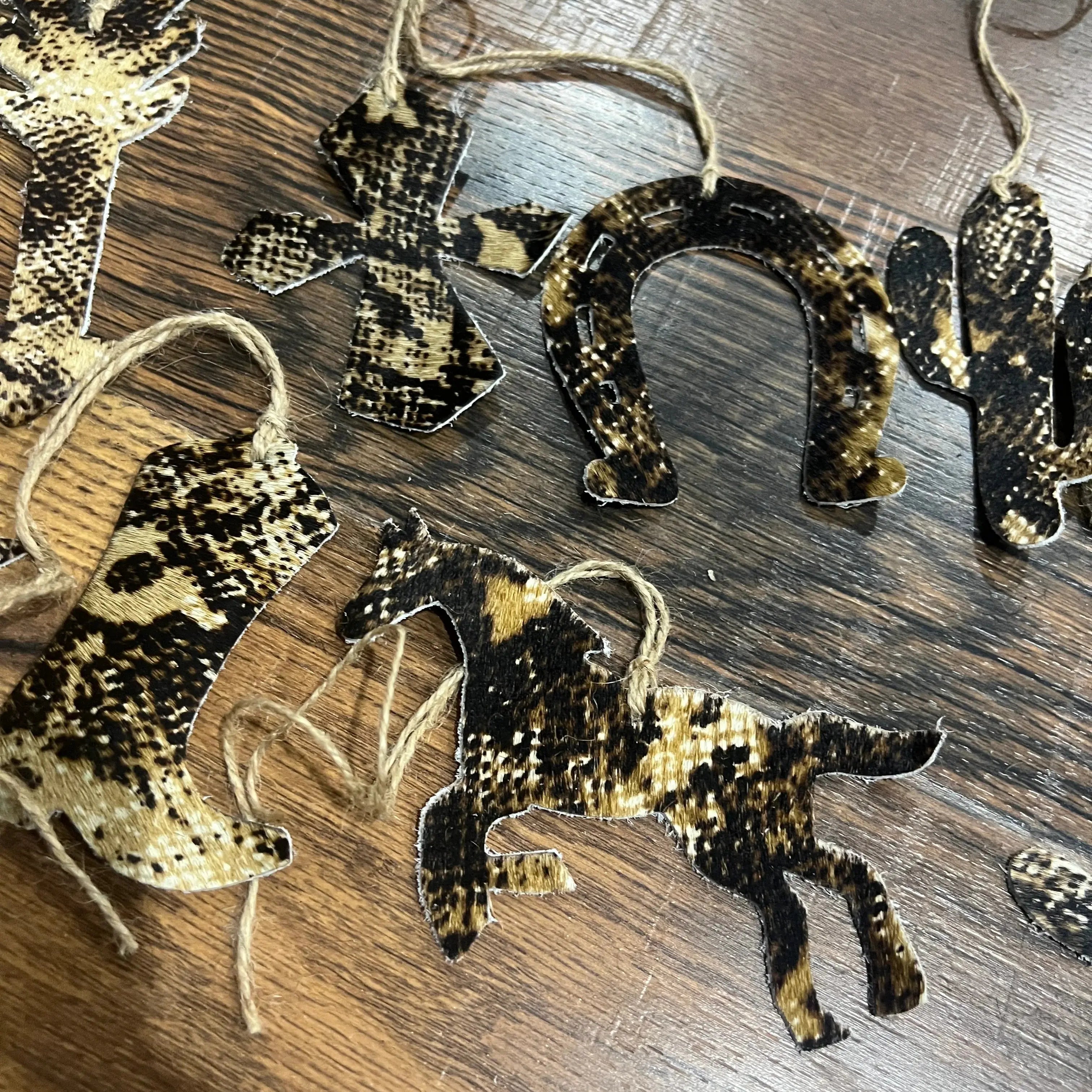 Snake Skin Cowhide Leather Christmas Ornaments