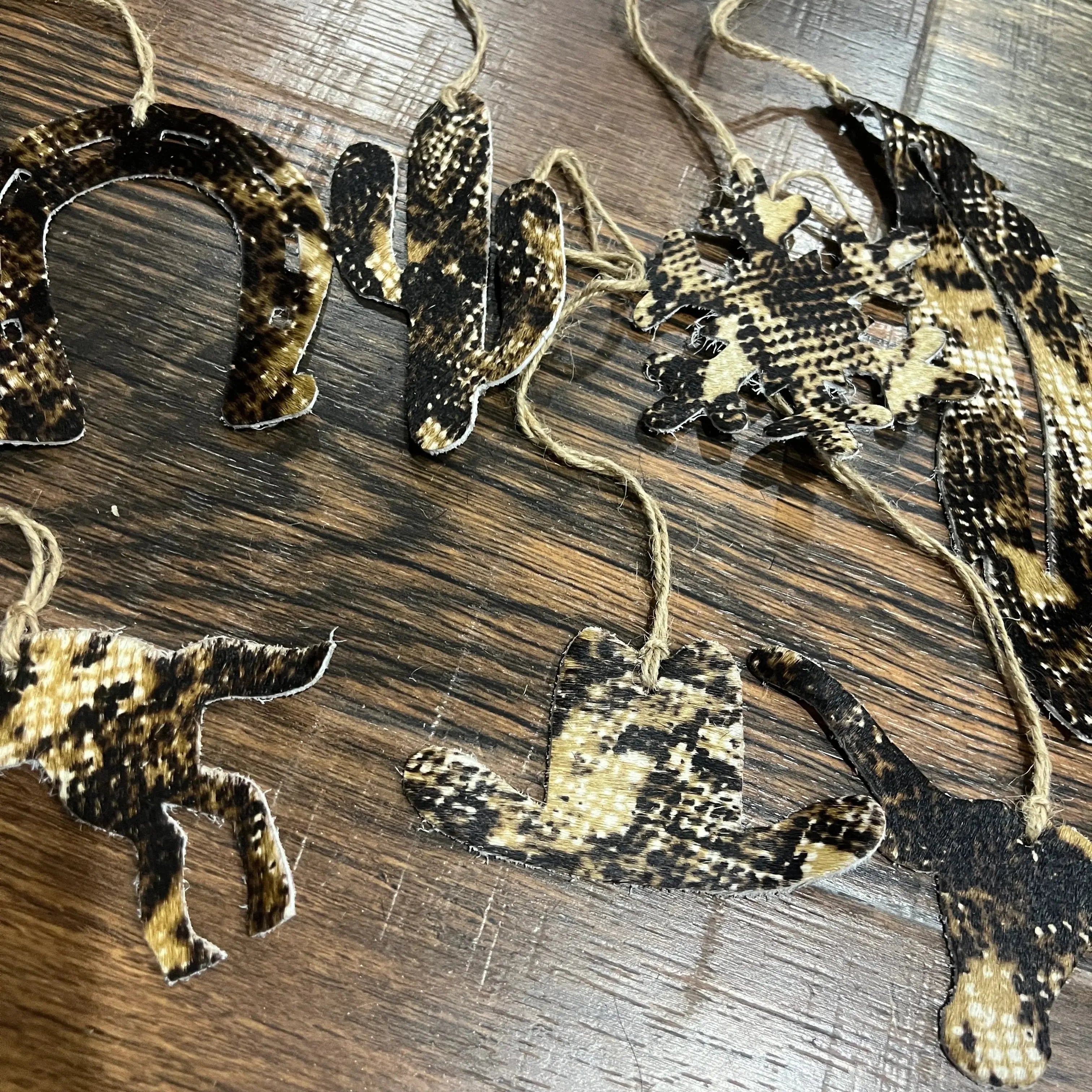 Snake Skin Cowhide Leather Christmas Ornaments