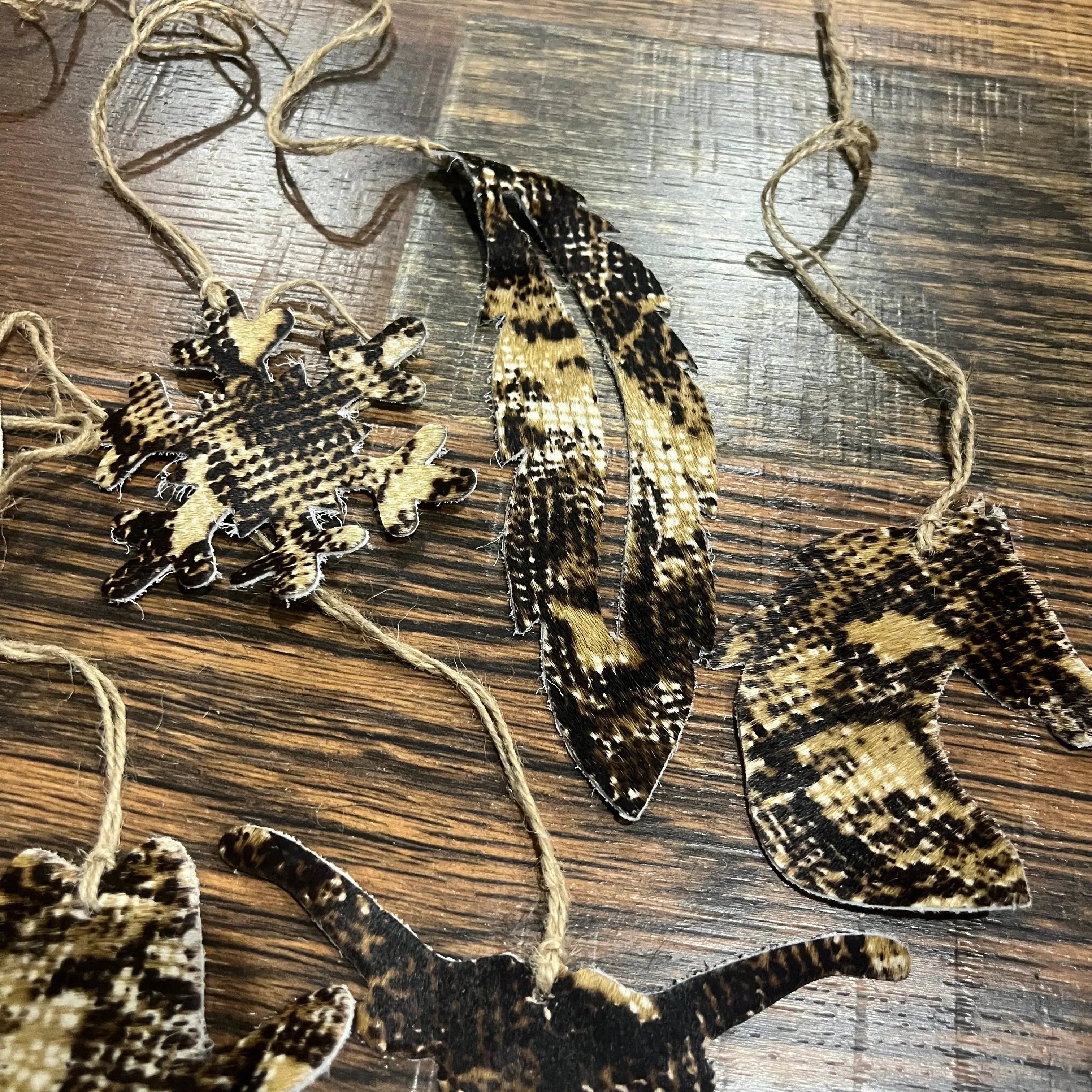 Snake Skin Cowhide Leather Christmas Ornaments