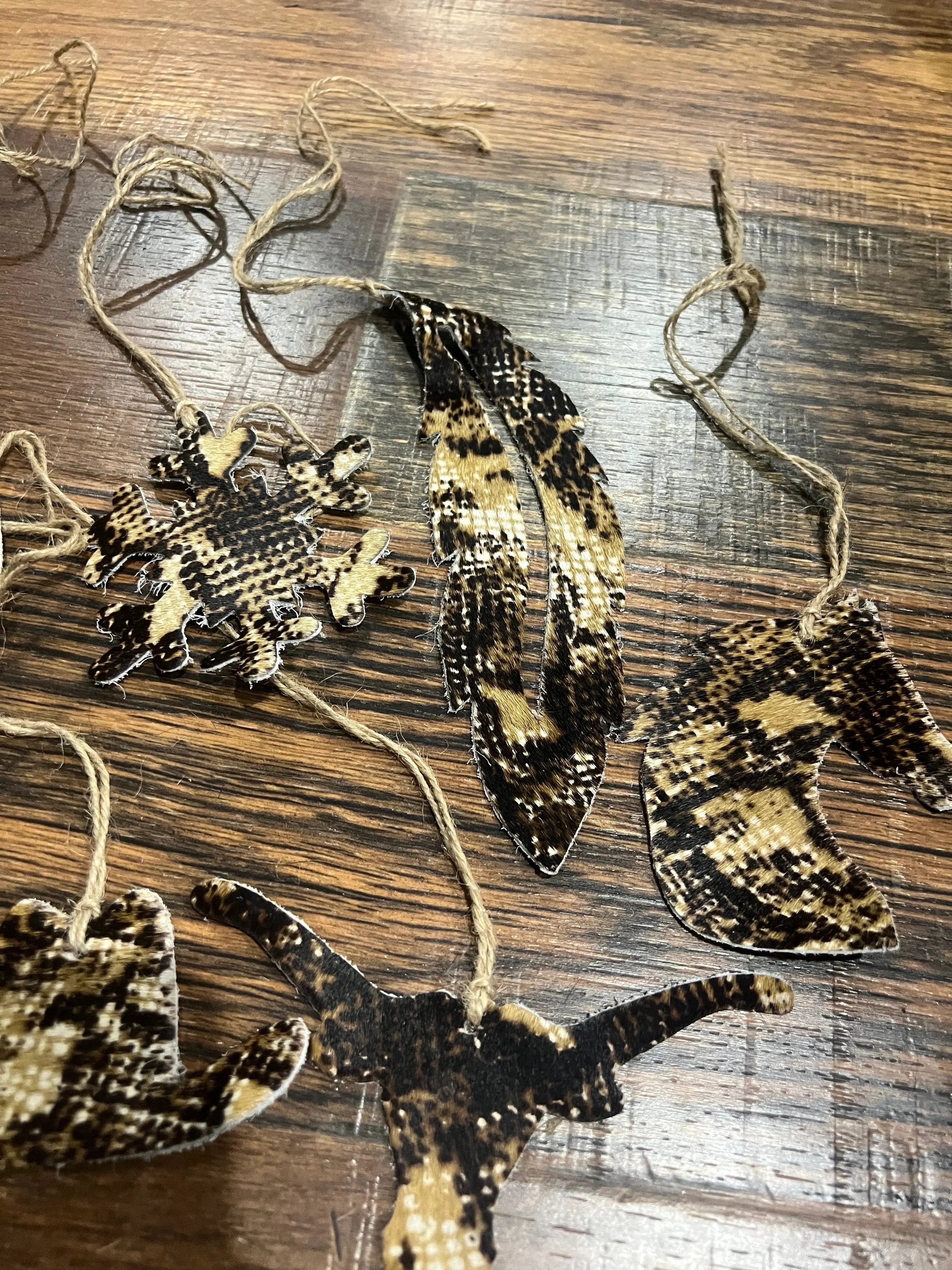 Snake Skin Cowhide Leather Christmas Ornaments