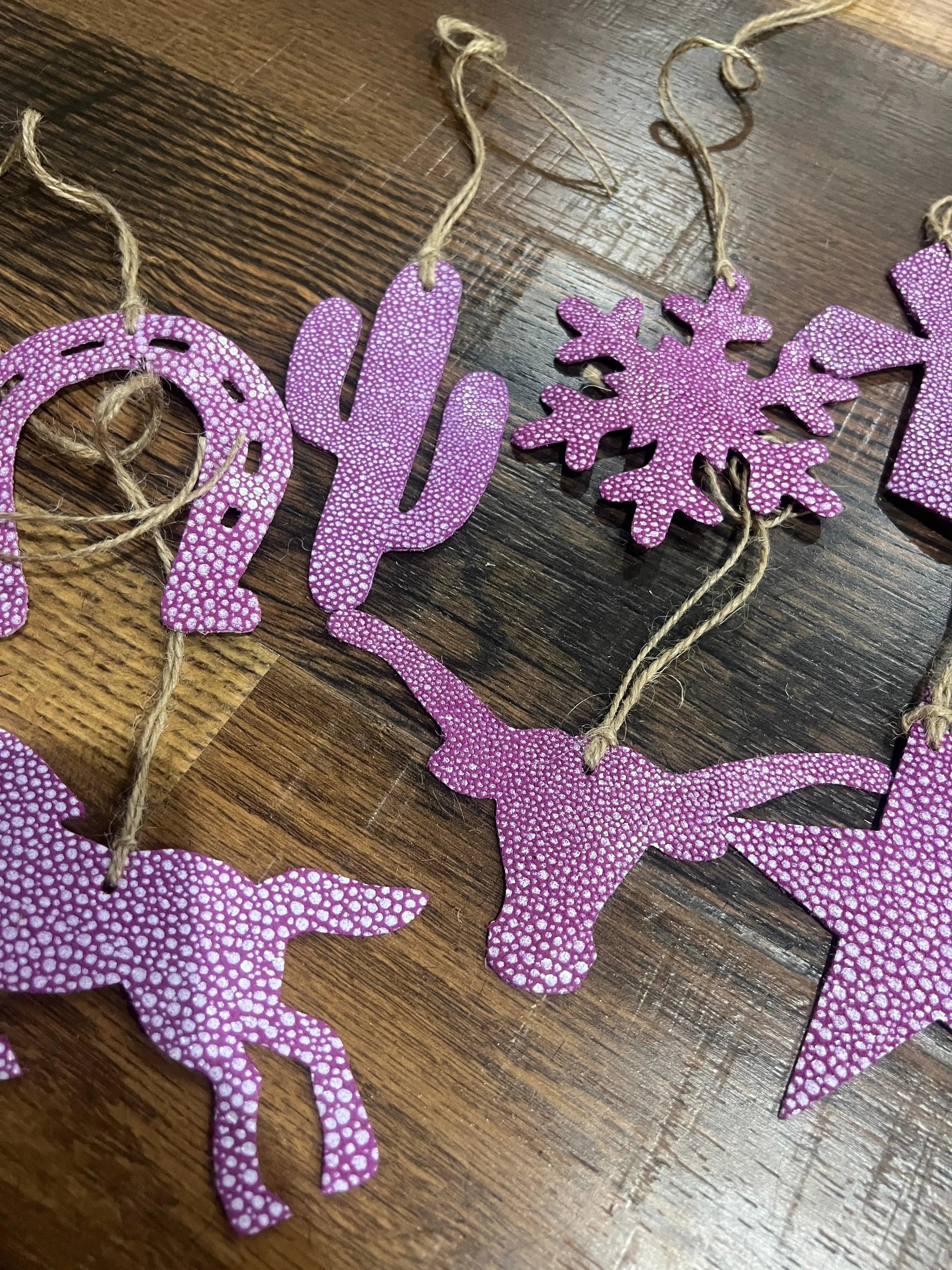 Purple Leather Christmas Ornament