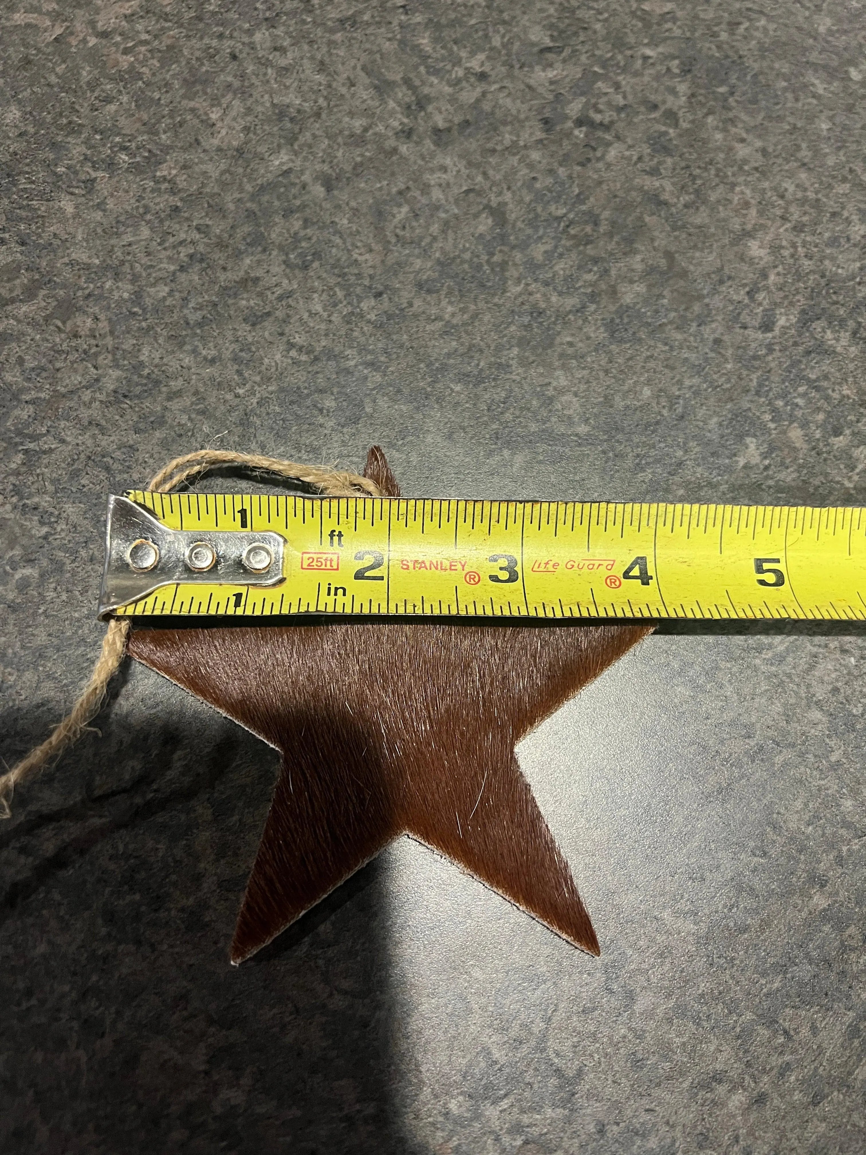 Cowhide Western Leather Christmas Ornament- Star - Sold Individually