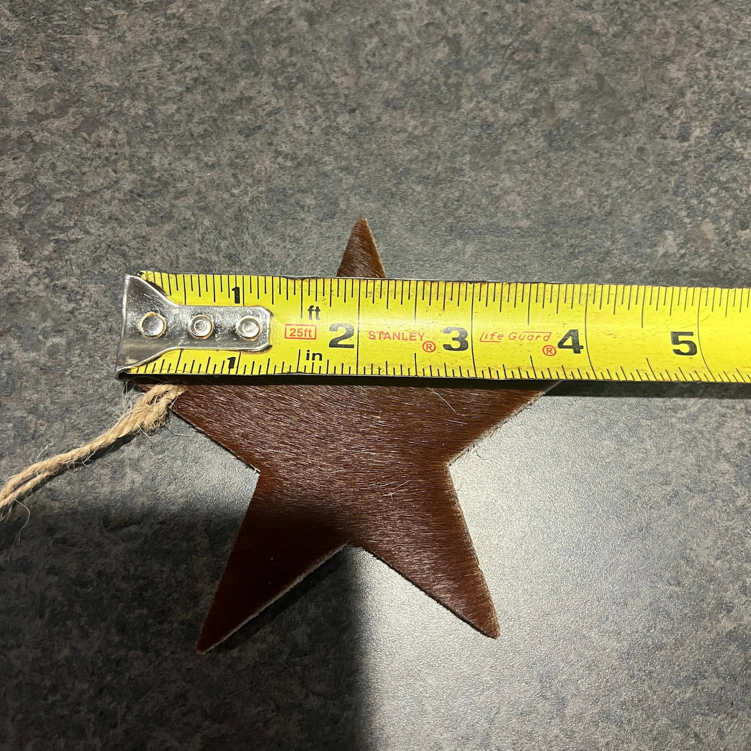 Cowhide Western Leather Christmas Ornament- Star - Sold Individually