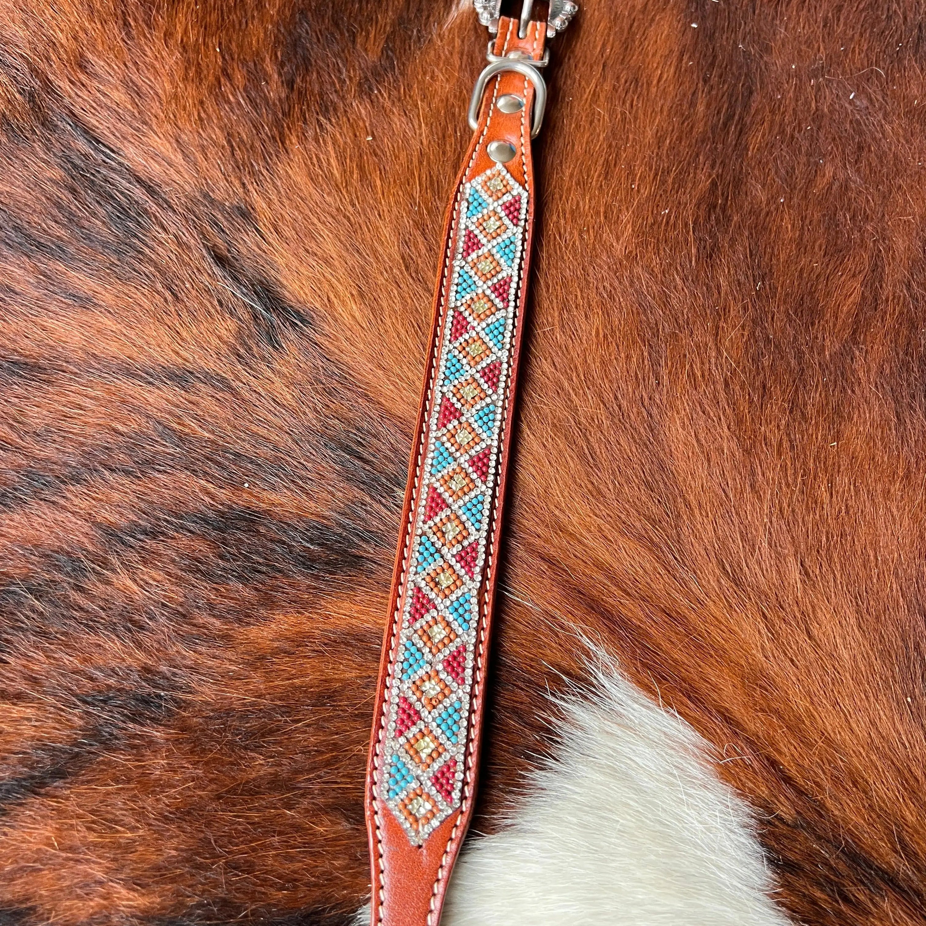 Crystal Rhinestone Collar -Maroon & Blue Dog