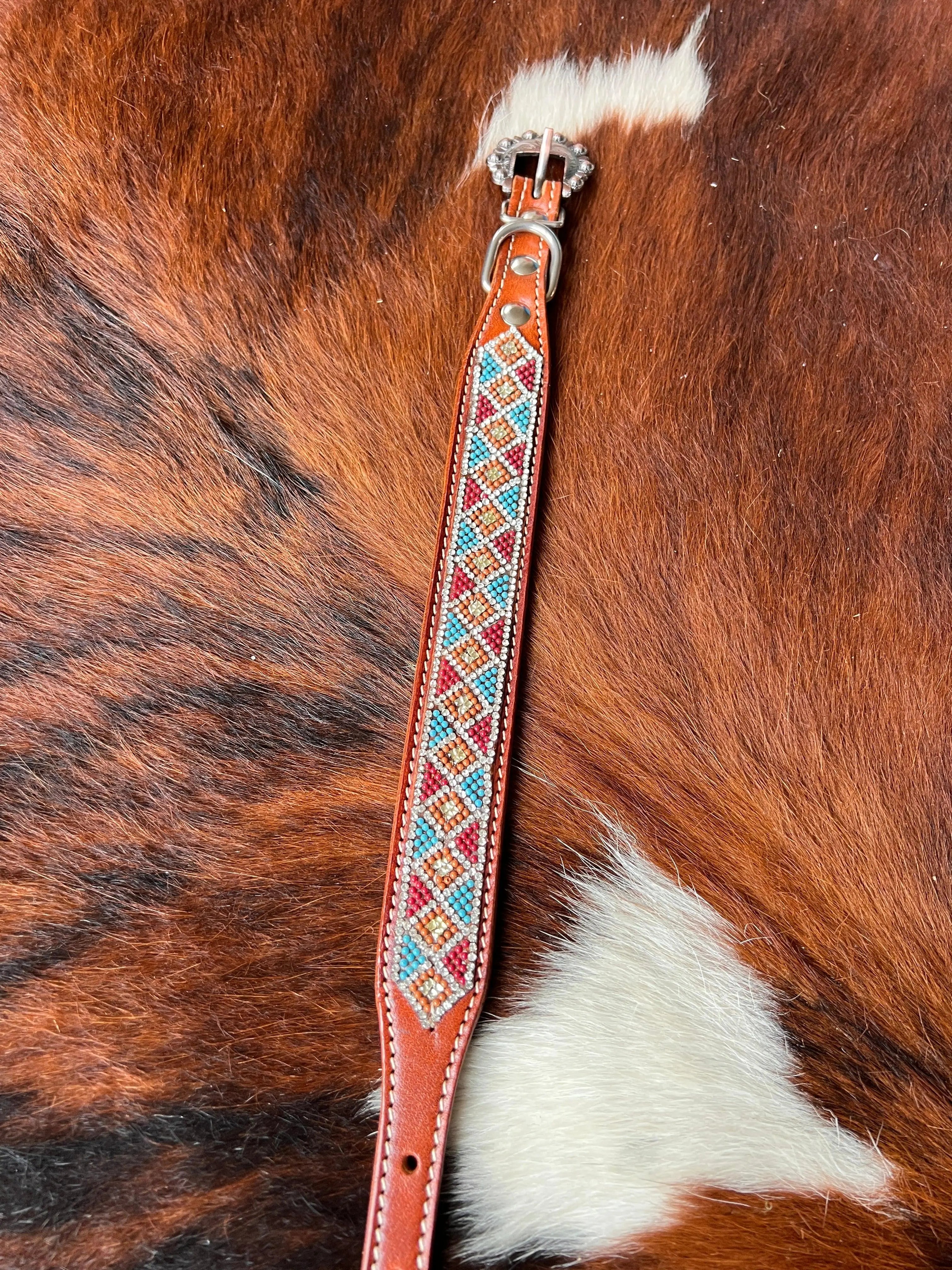 Crystal Rhinestone Collar -Maroon & Blue Dog