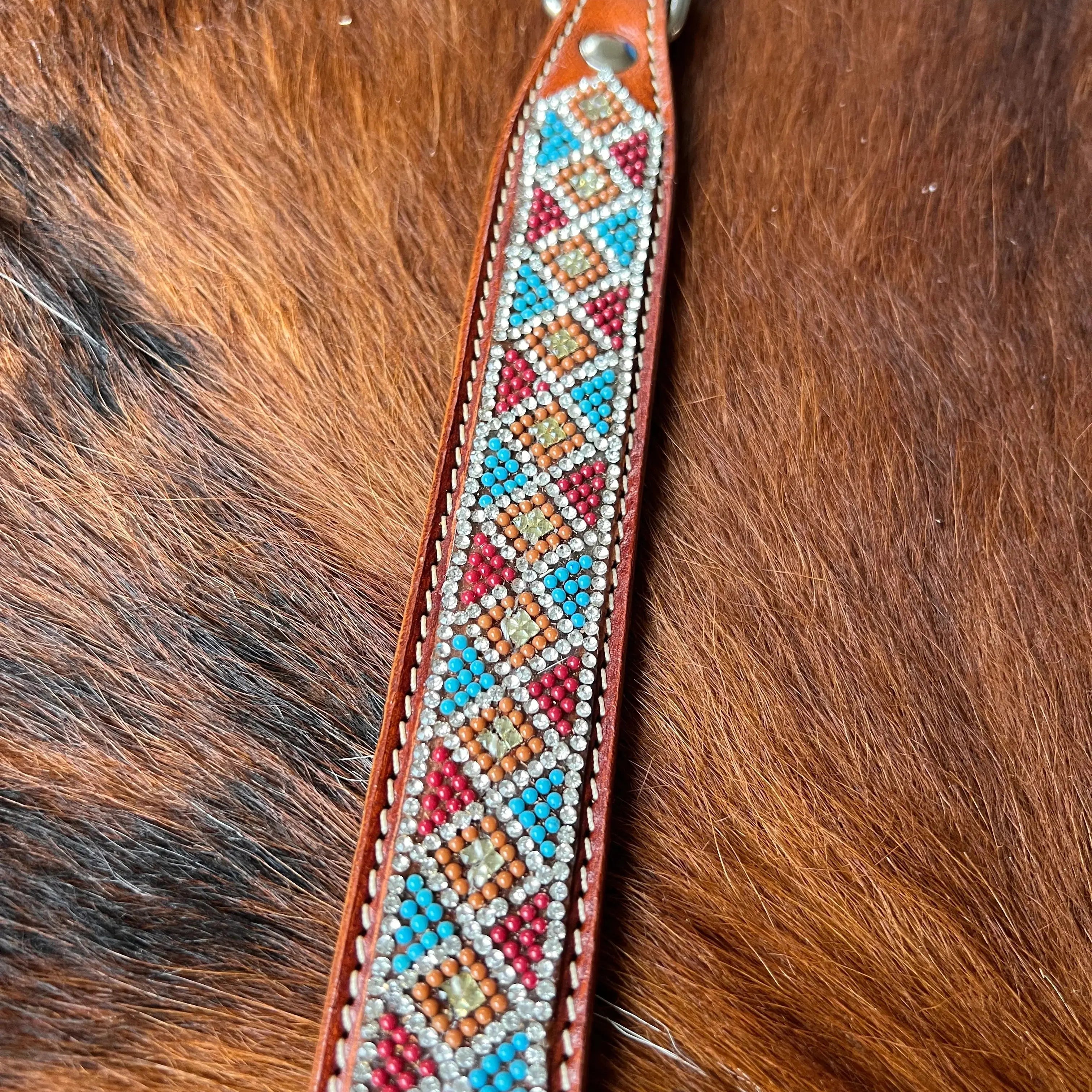 Crystal Rhinestone Collar -Maroon & Blue Dog