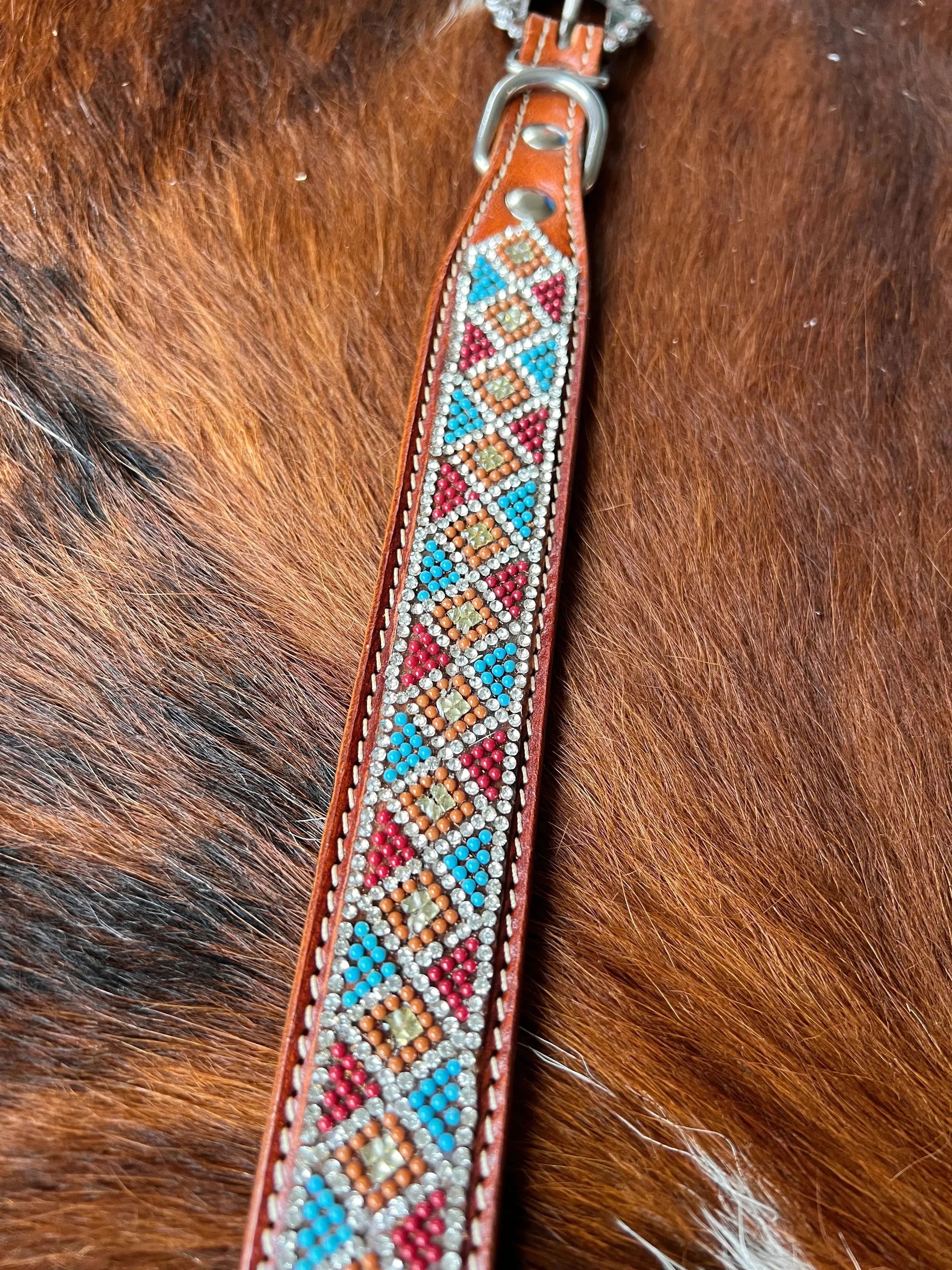 Crystal Rhinestone Collar -Maroon & Blue Dog