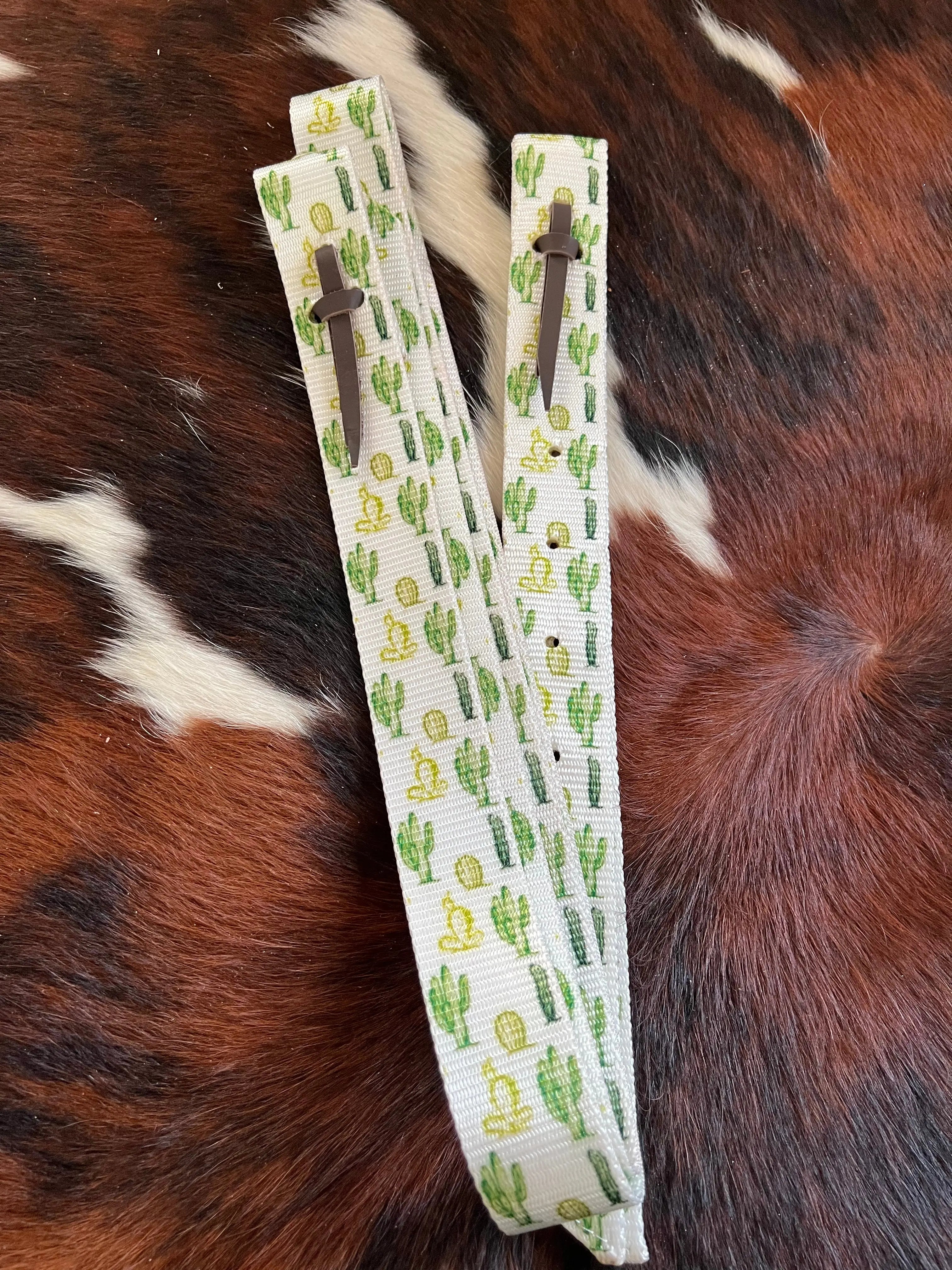 Premium Quality Cactus Print Nylon tie strap and Off Billet set Horse