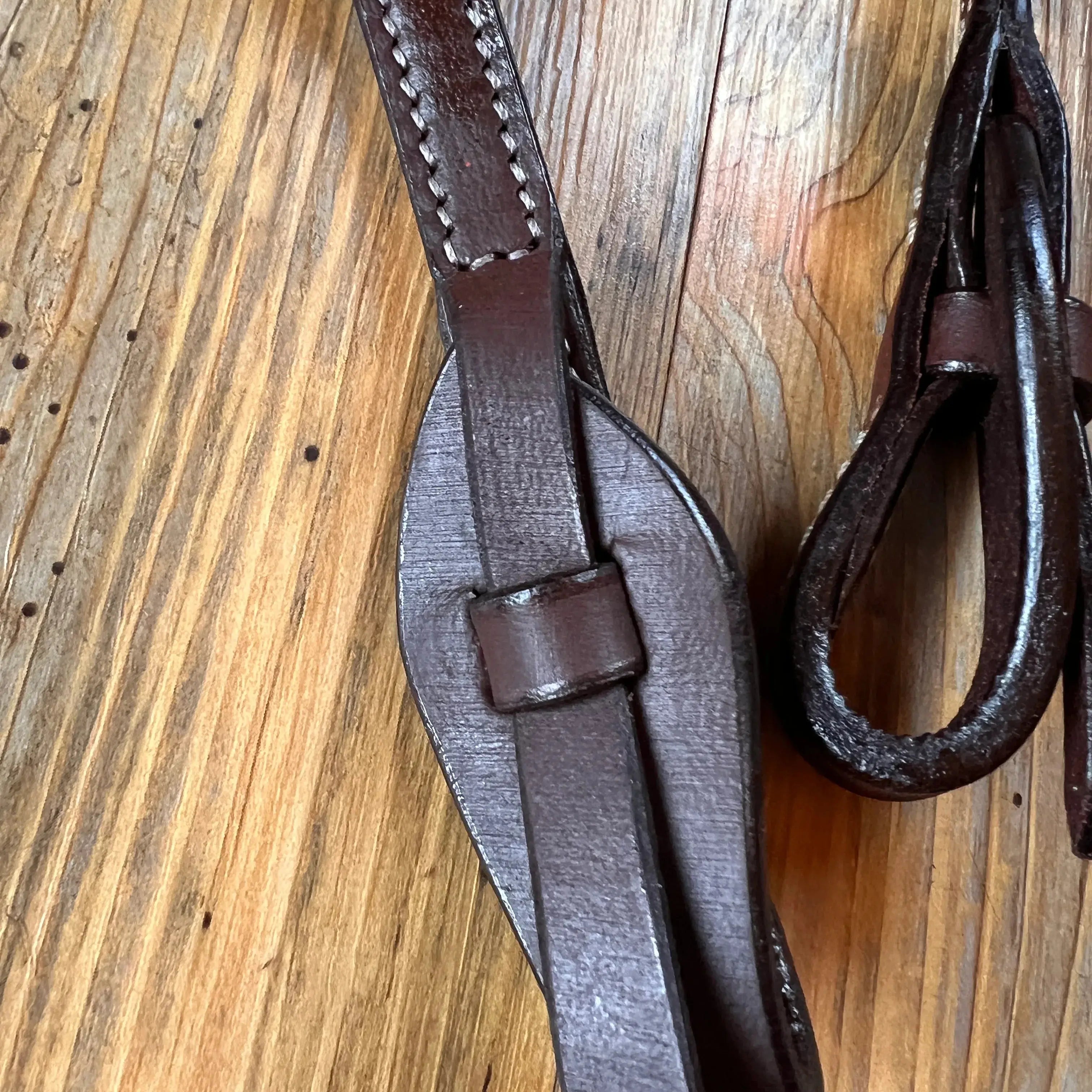 Heavy Oiled leather one ear headstall with quick change bit loops Horse Tack