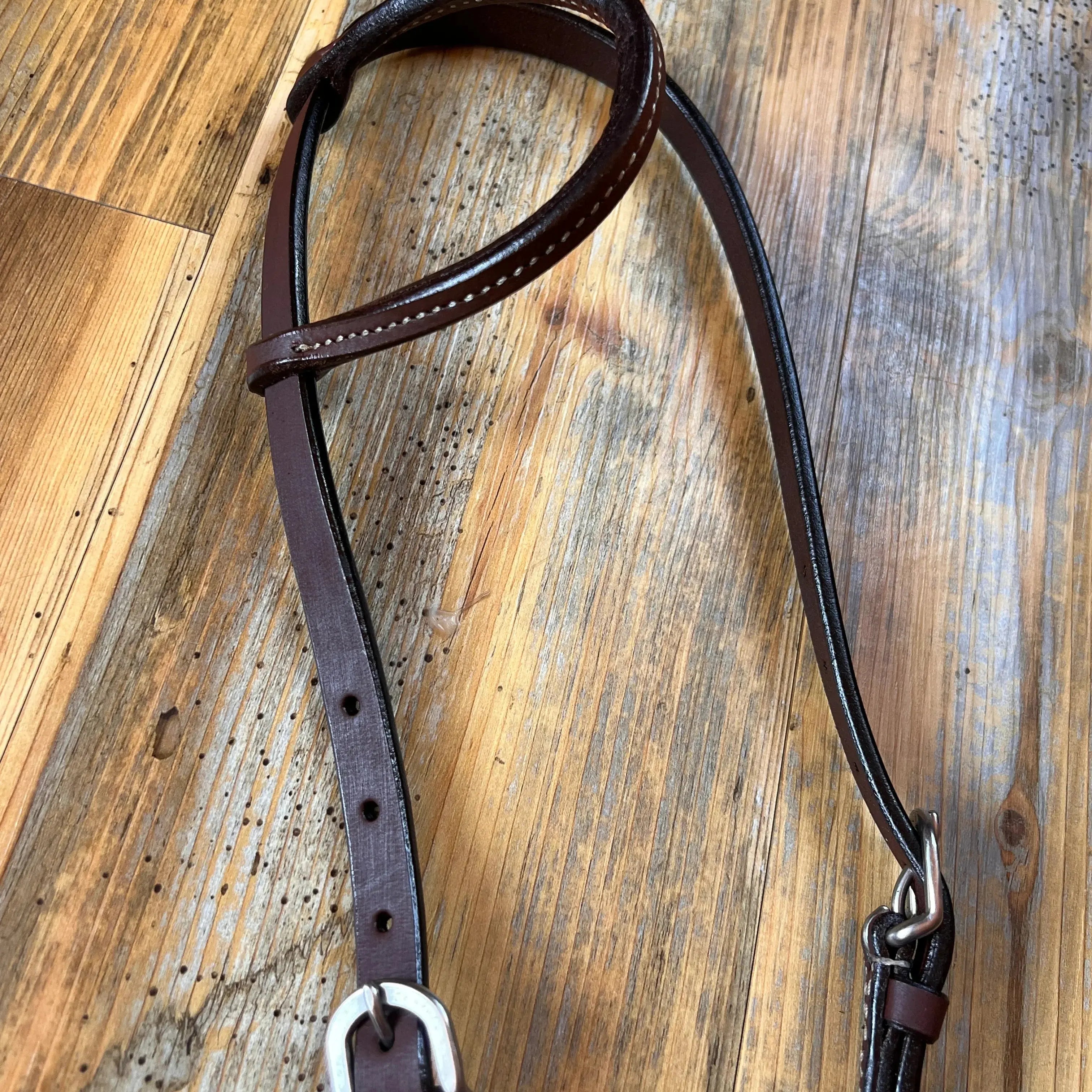 Heavy Oiled leather one ear headstall with quick change bit loops Horse Tack