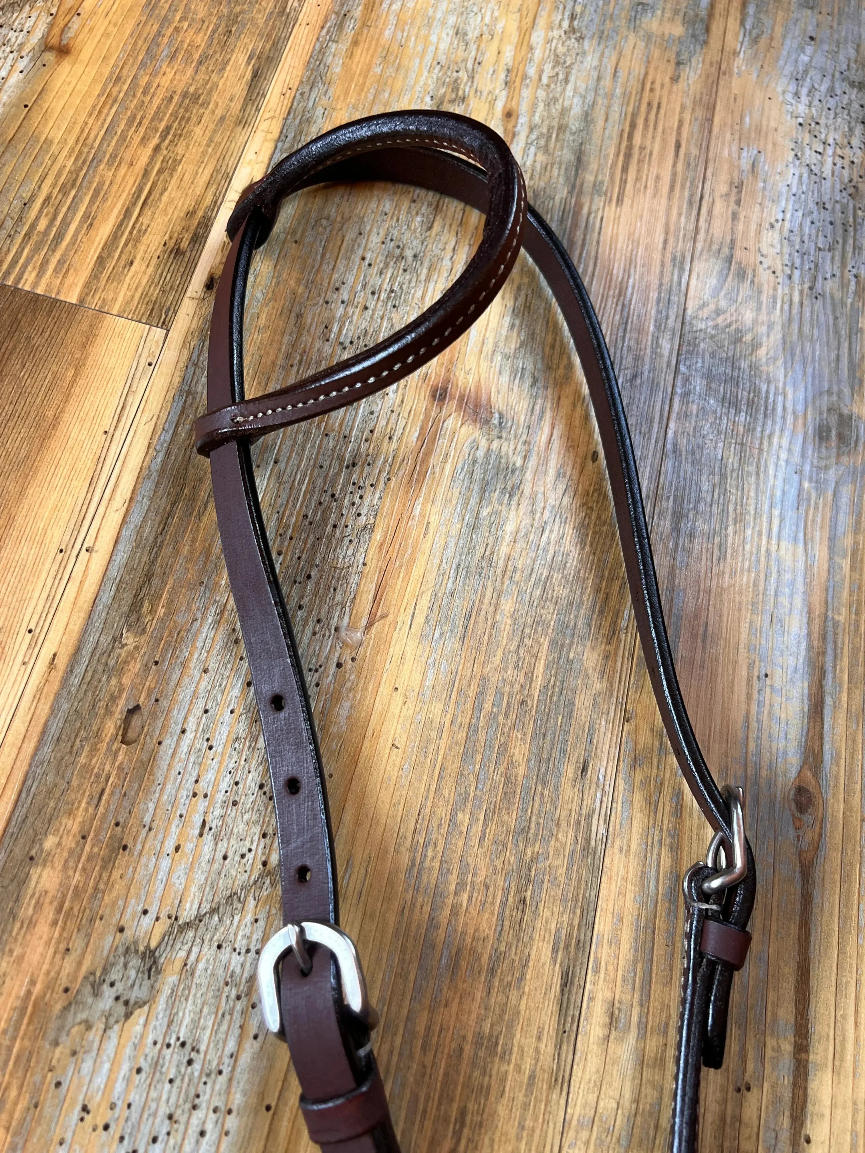 Heavy Oiled leather one ear headstall with quick change bit loops Horse Tack