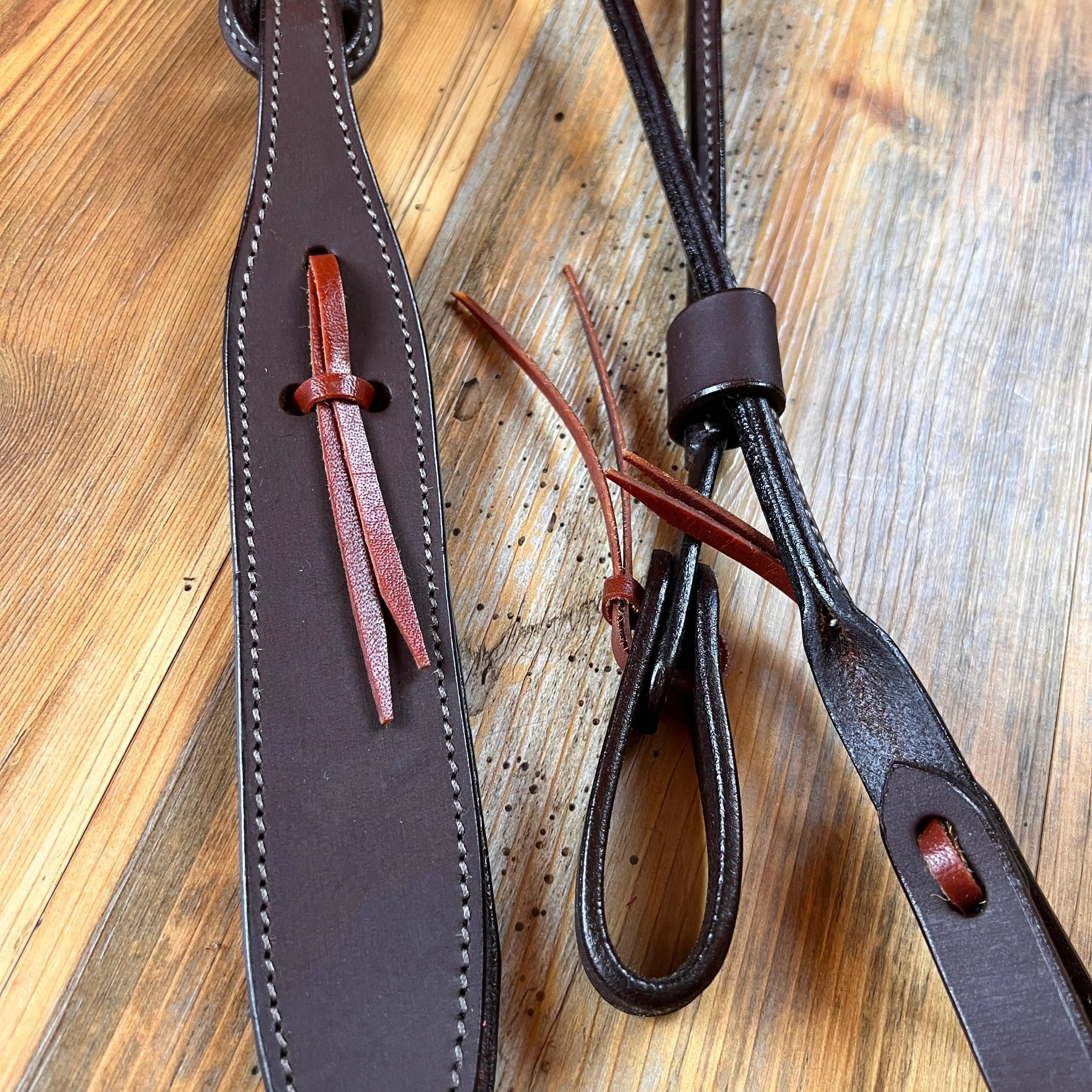 Oiled Harness Leather Romal Reins with Popper