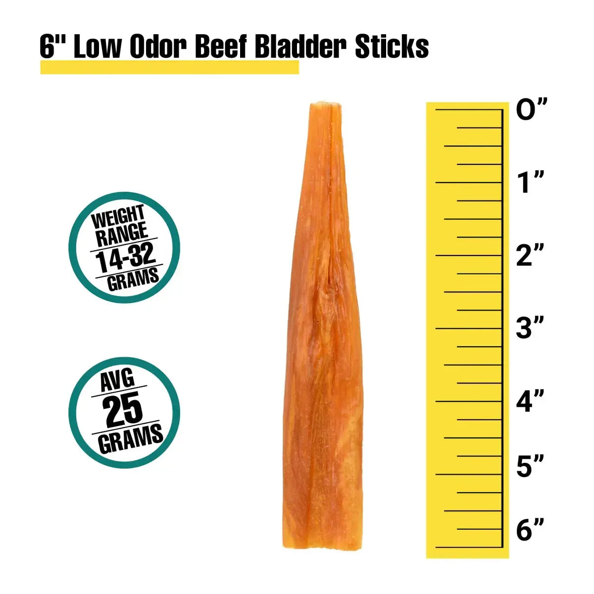 6" Low Odor Beef Bladder Sticks Dog