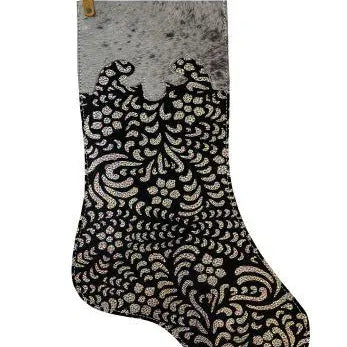 Rainbow Metallic Glitter Cowhide Christmas Stocking