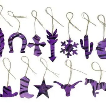 Purple Zebra Leather Cowhide Christmas Ornament