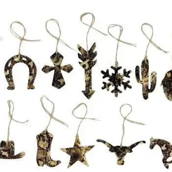 Snake Skin Cowhide Leather Christmas Ornaments