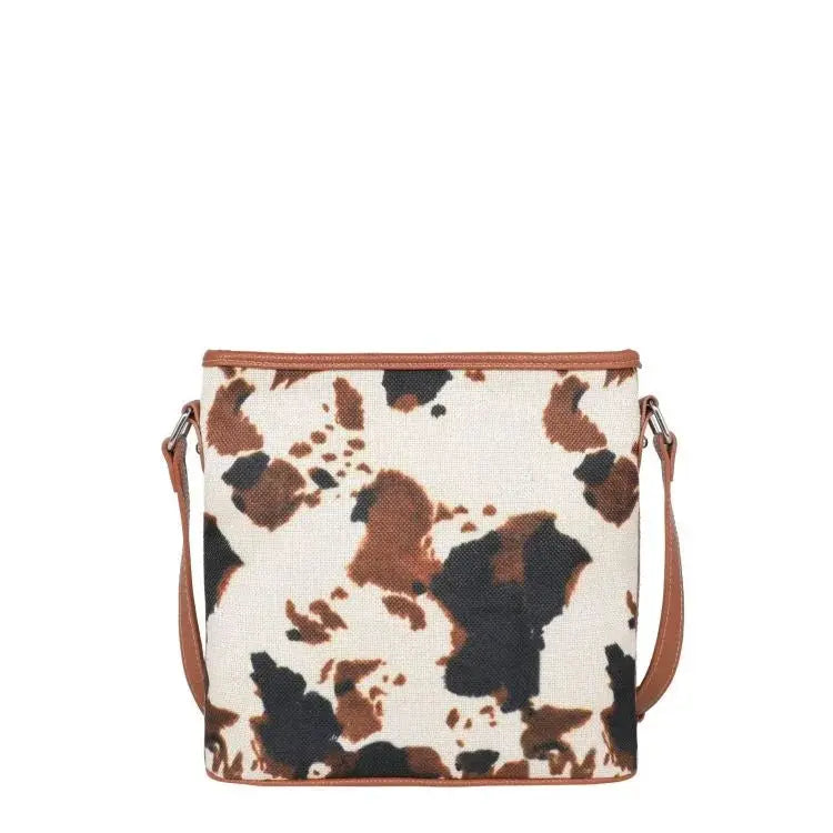 Montana West Cowprint Canvas Crossbody Bag cowhide