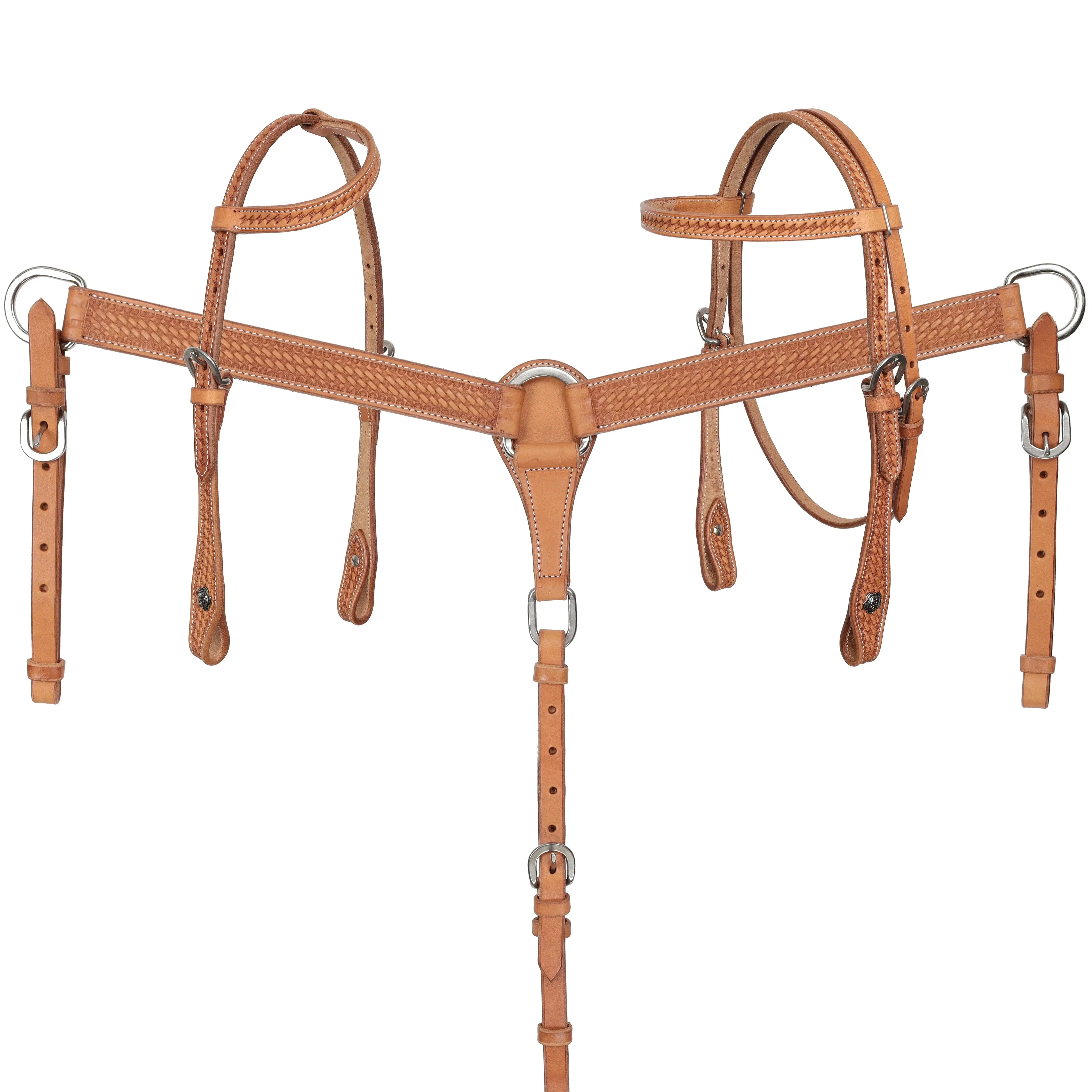 Argentina Cow Leather Browband, One Ear Headstall OR Breastcollar - Mini/Small Pony Horse
