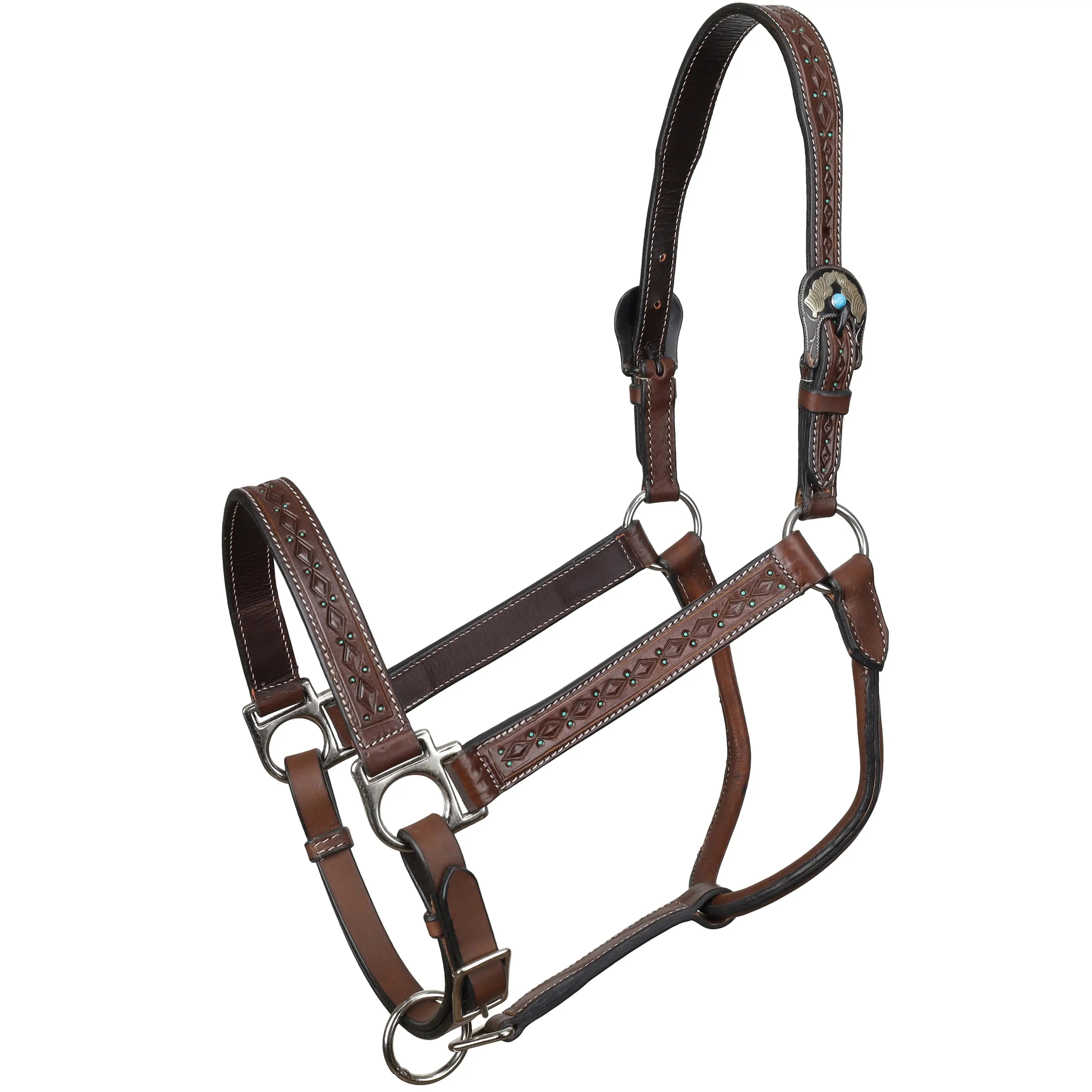 Diamond Argentina Cow Leather Halter Horse