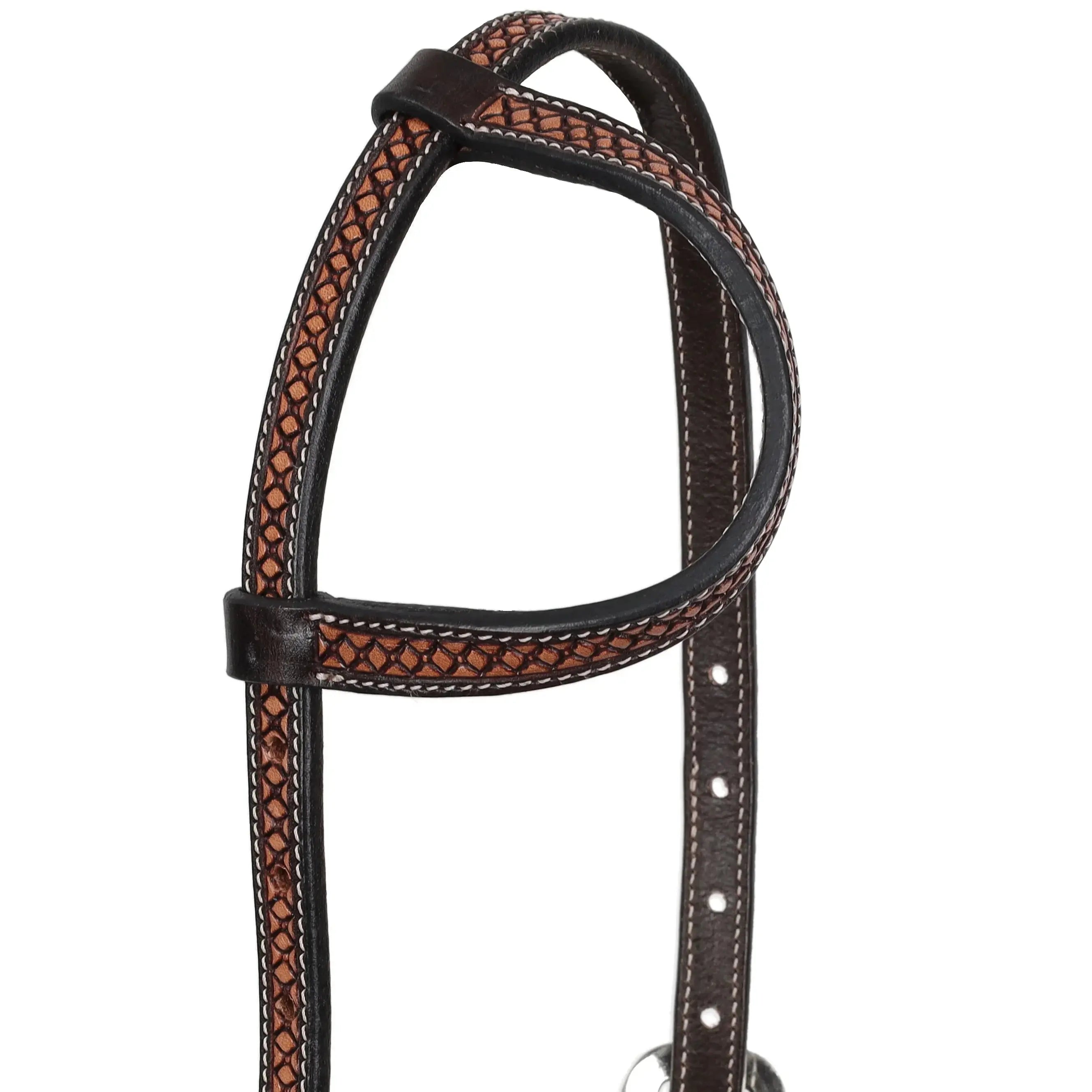Navajo Nights Argentina Cow Leather Beaded One Ear Headstall Horse close up
