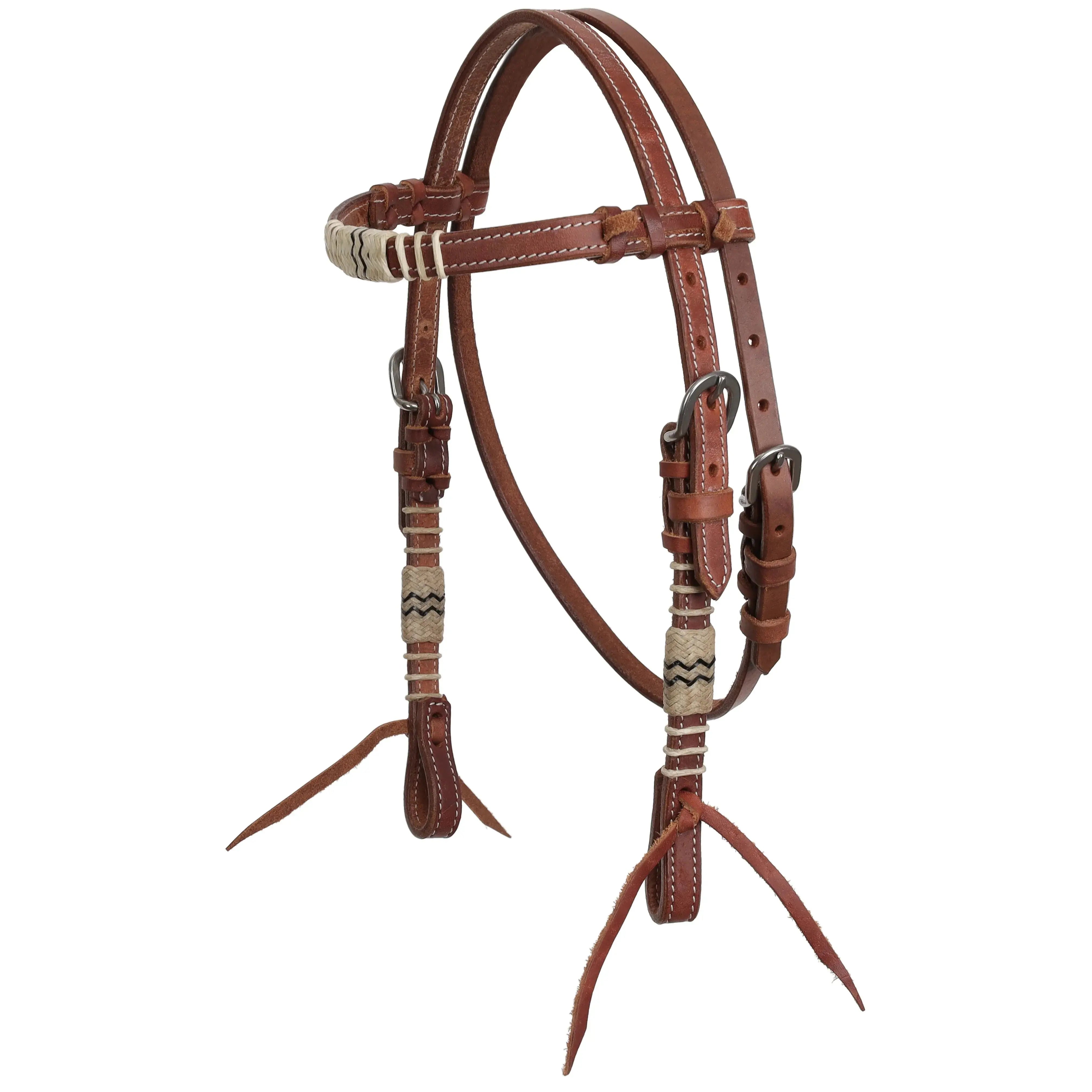 Rawhide Argentina Cow Leather Browband Headstall - Mini/Small Pony