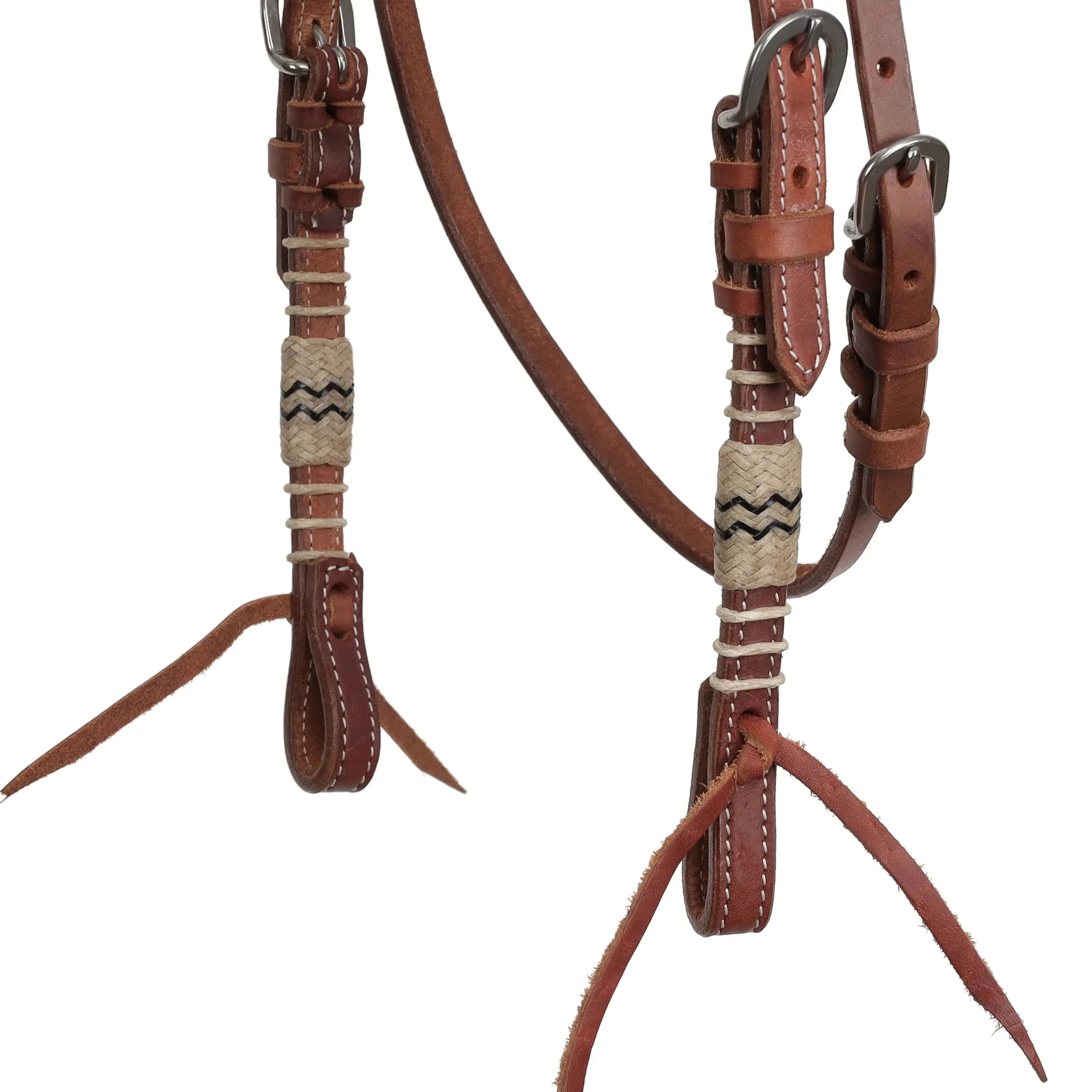 Rawhide Argentina Cow Leather Browband Headstall - Mini/Small Pony