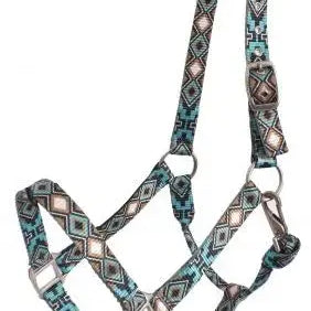 Premium Nylon Horse Sized Halter with Cross and Diamond Design. Horse