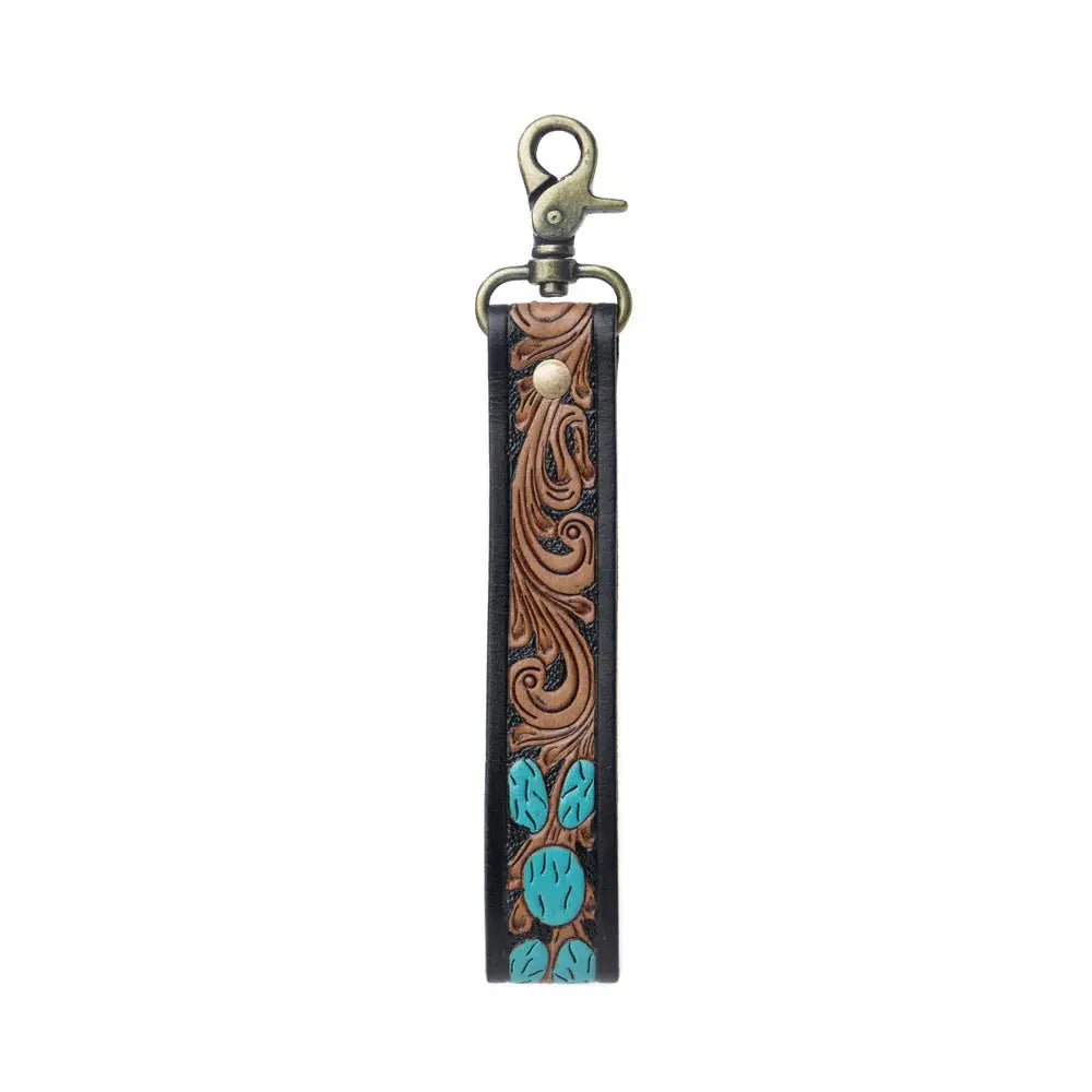 Turquoise Daydreams Key Fob In Black And Brown